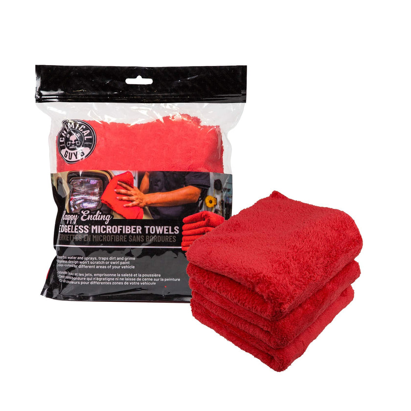 Chemical Guys Happy Ending Ultra Plush Edgeless Microfiber Towel, Red, 16