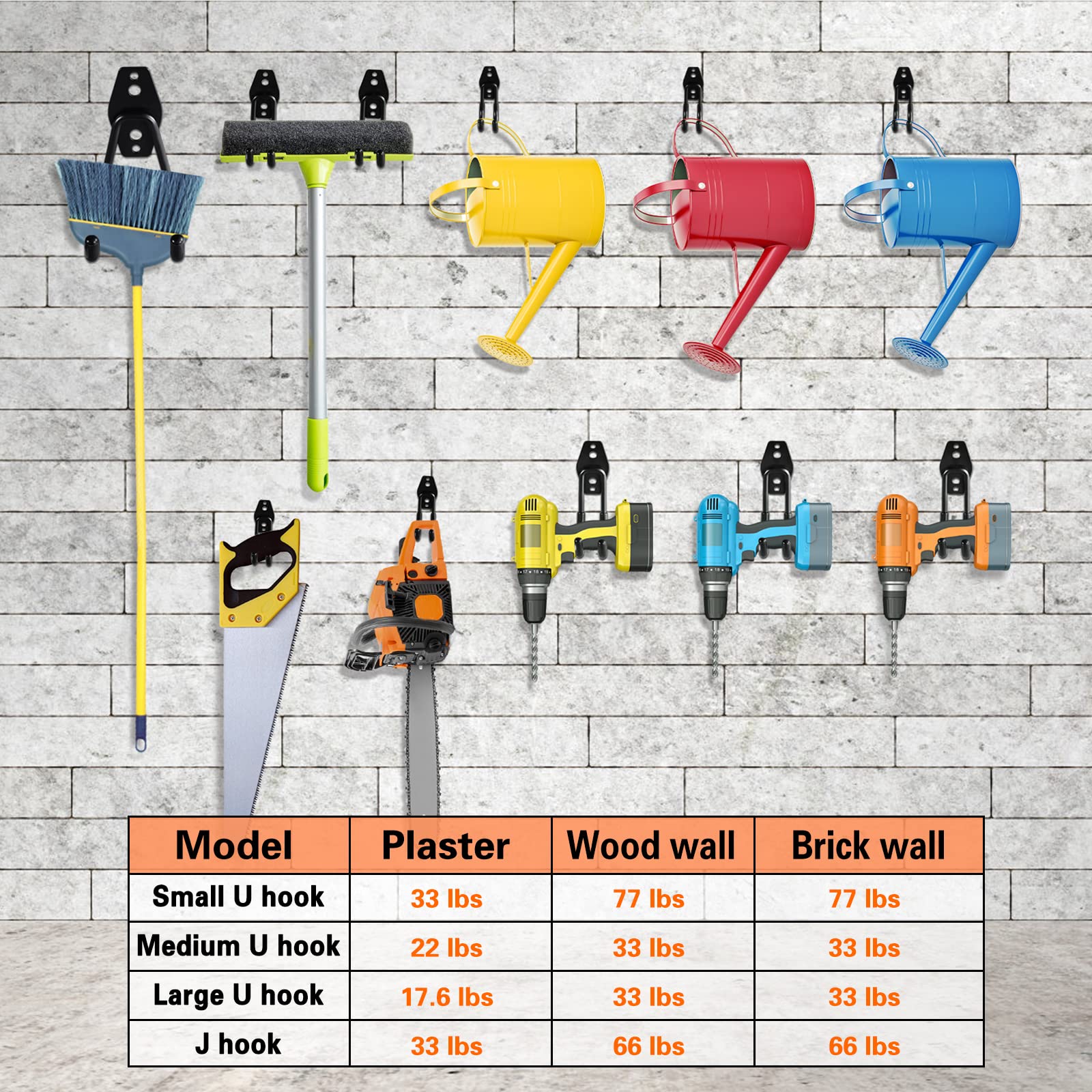 Garage Hooks Heavy Duty Utility Steel with Anti-Slip Coating Wall Mount Storage Organizer for Hanging Power and Garden Tools, Ladders, Hose, Bikes, Ropes, Bulk Items, and More (12 Pack Orange) 🍁 All In One Marketplace Canada