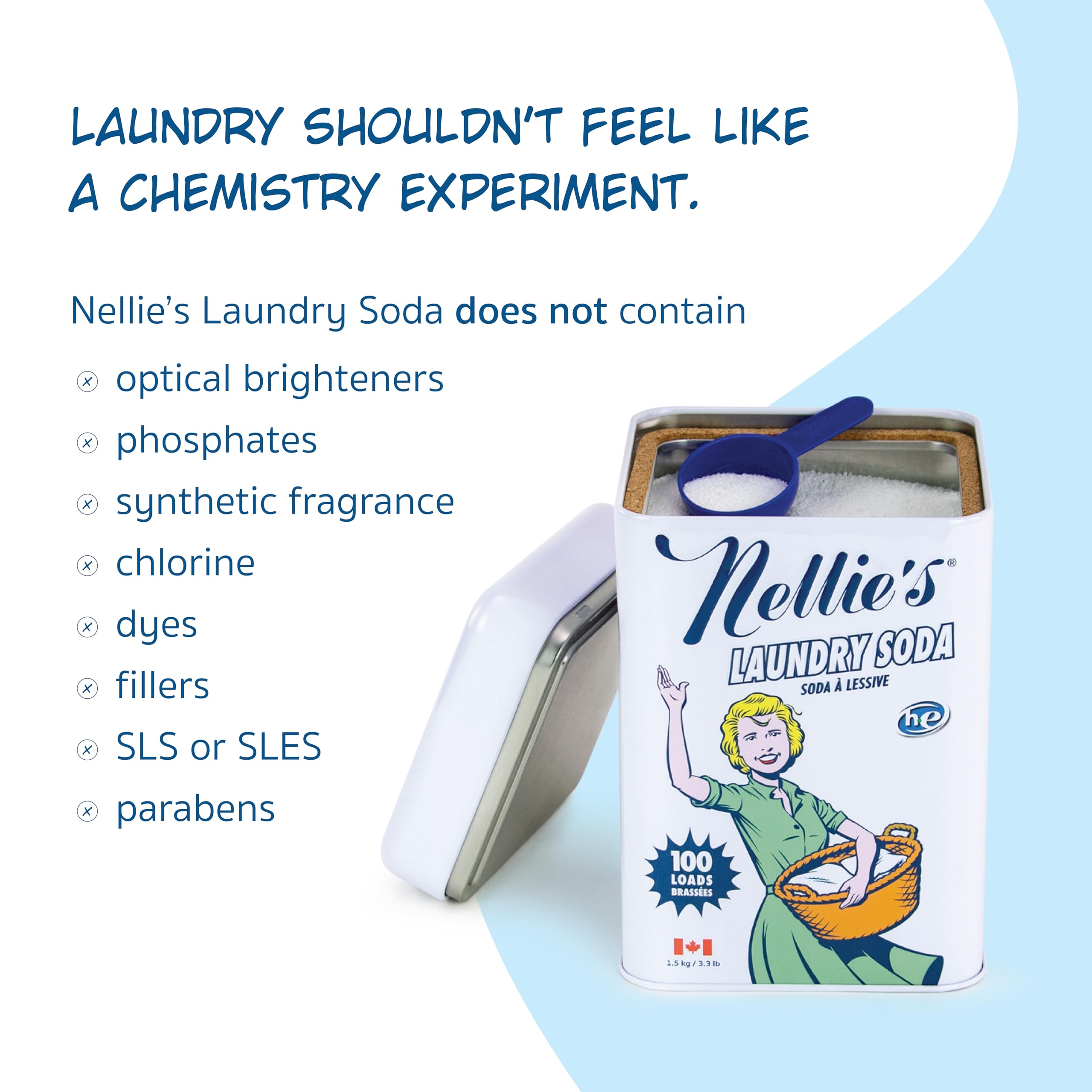 Nellie's Laundry Soda - Concentrated Laundry Detergent Powder - 100 Load - Gentle on Skin and Environment - Fragrance-Free - Made in Canada 🍁 All In One Marketplace Canada
