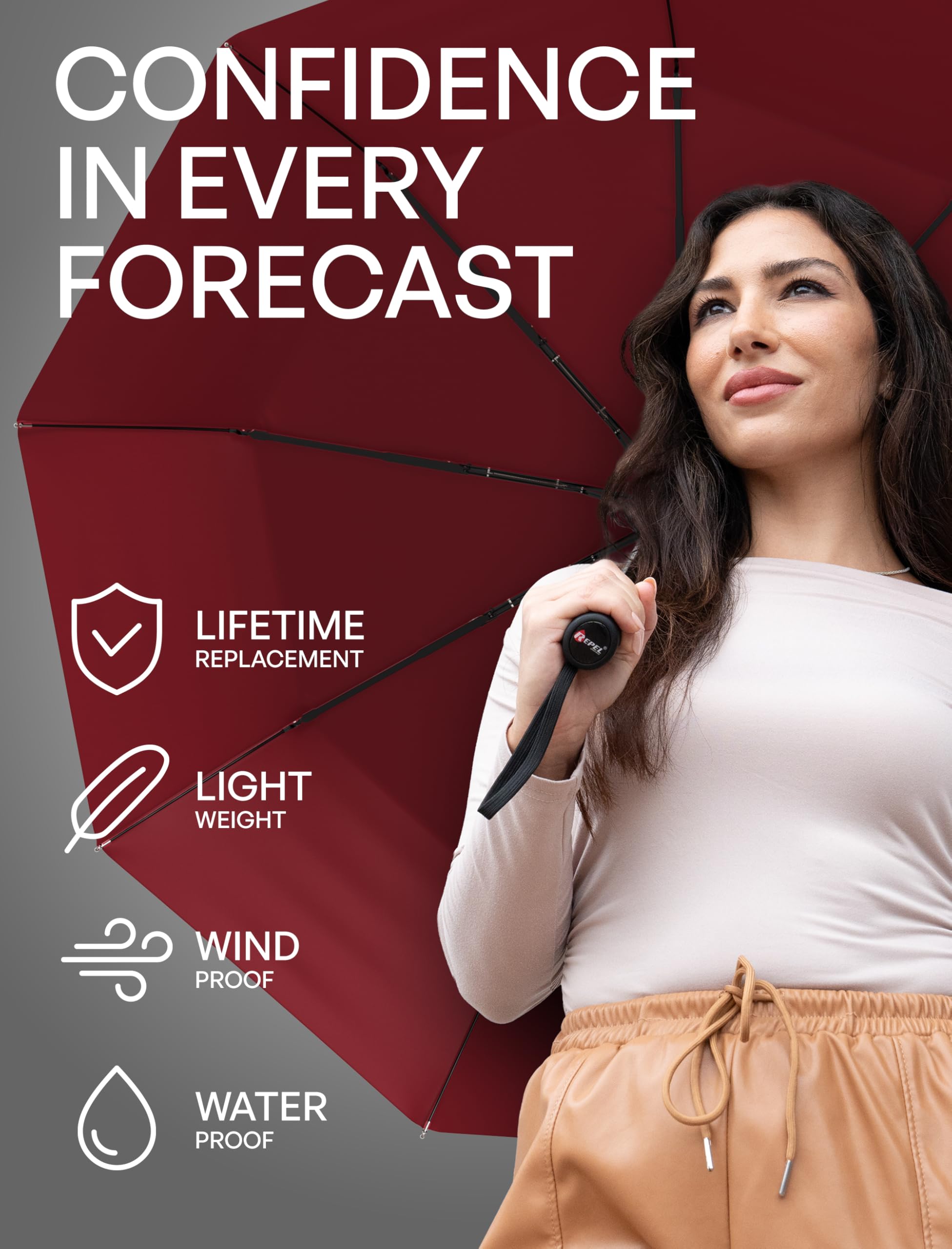 Repel Windproof Travel Umbrella - Compact & Withstands Winds up to 100MPH, Strongest Premium Auto Folding Umbrella for Rain and Sun - Durable, Light & Portable for Women & Men, Fits Backpack & Cars 🍁 All In One Marketplace Canada