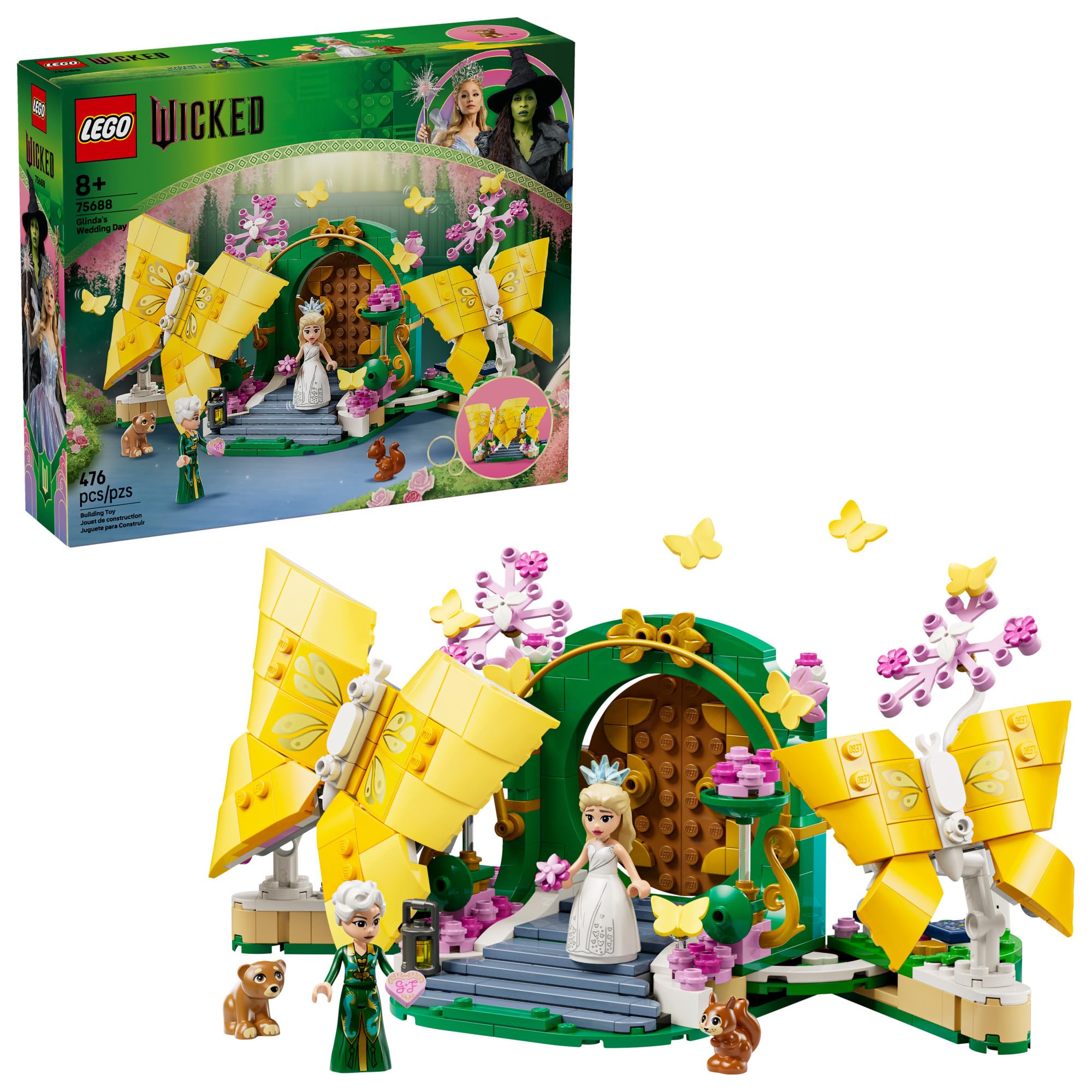 LEGO Wicked Glinda's Wedding Day Building Toy - Pretend Playset with 2 Minidolls, 2 Animal Toy Figures, & 2 Poseable Butterflies - Building Blocks for Kids, Ages 8+ - Gift for Girls & Boys - 75688 🍁 All In One Marketplace Canada
