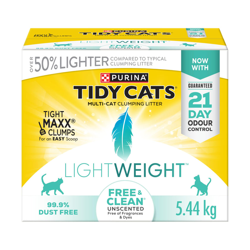 Tidy Cats Free & Clean Cat Litter, LightWeight Unscented Multi-Cat - 5.44 kg Box 🍁 All In One Marketplace Canada