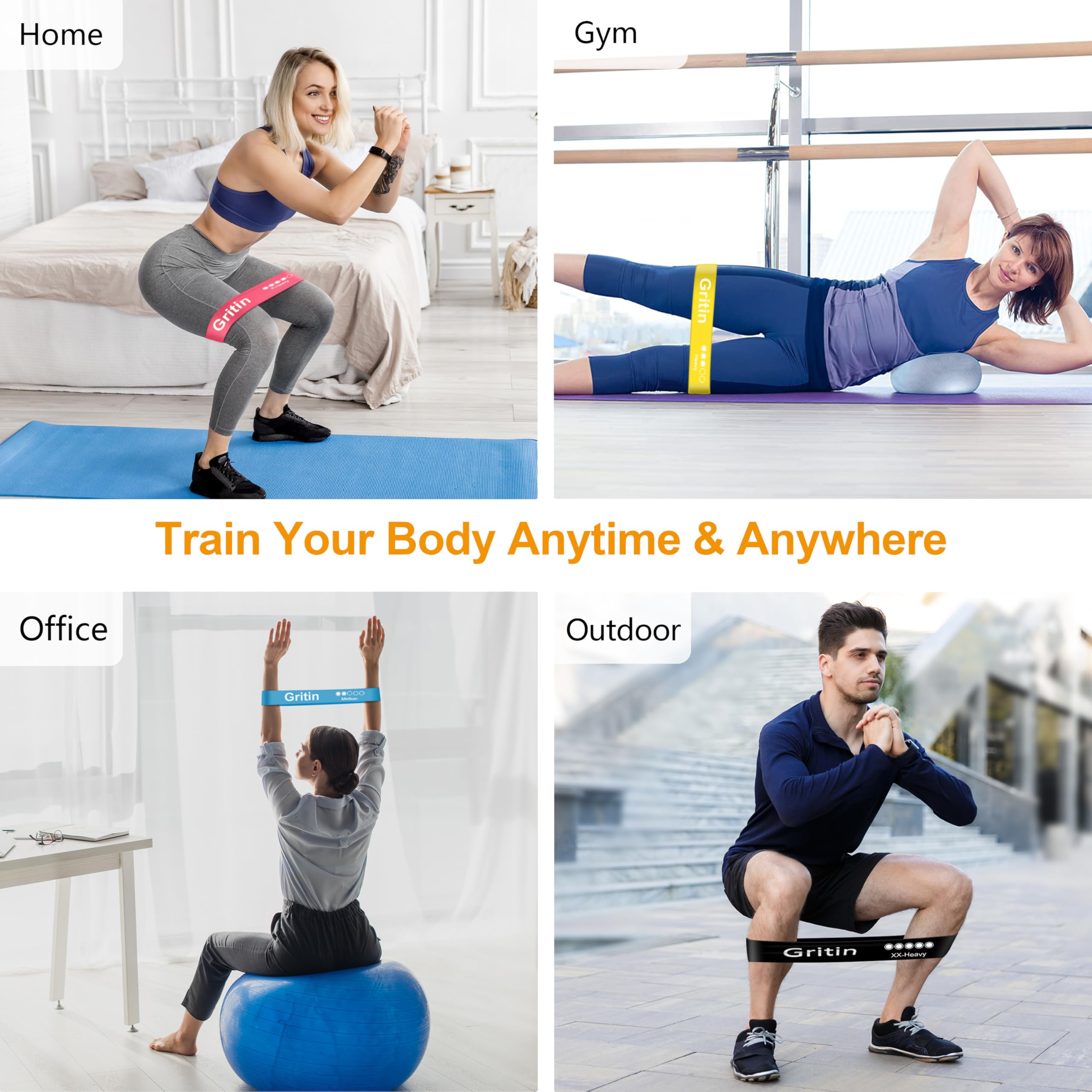 Gritin Resistance Bands, Set of 5 Skin-Friendly Resistance Exercise Band 🍁 All In One Marketplace Canada