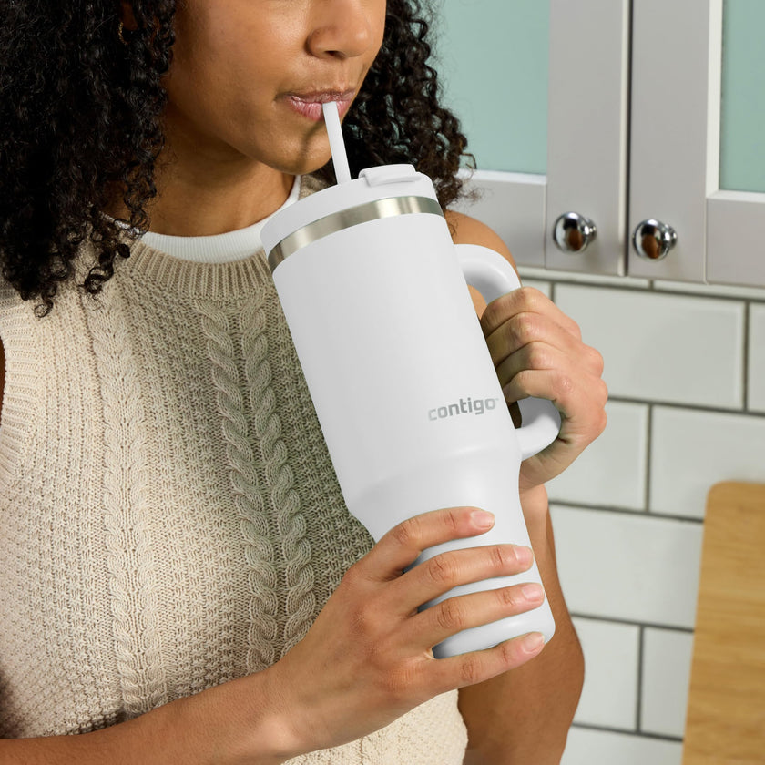 Contigo Streeterville Tumbler, 40 oz (1.18 L), Insulated Stainless Steel Water Bottle with Straw and Leak-Proof Lid, Salt 🍁 All In One Marketplace Canada