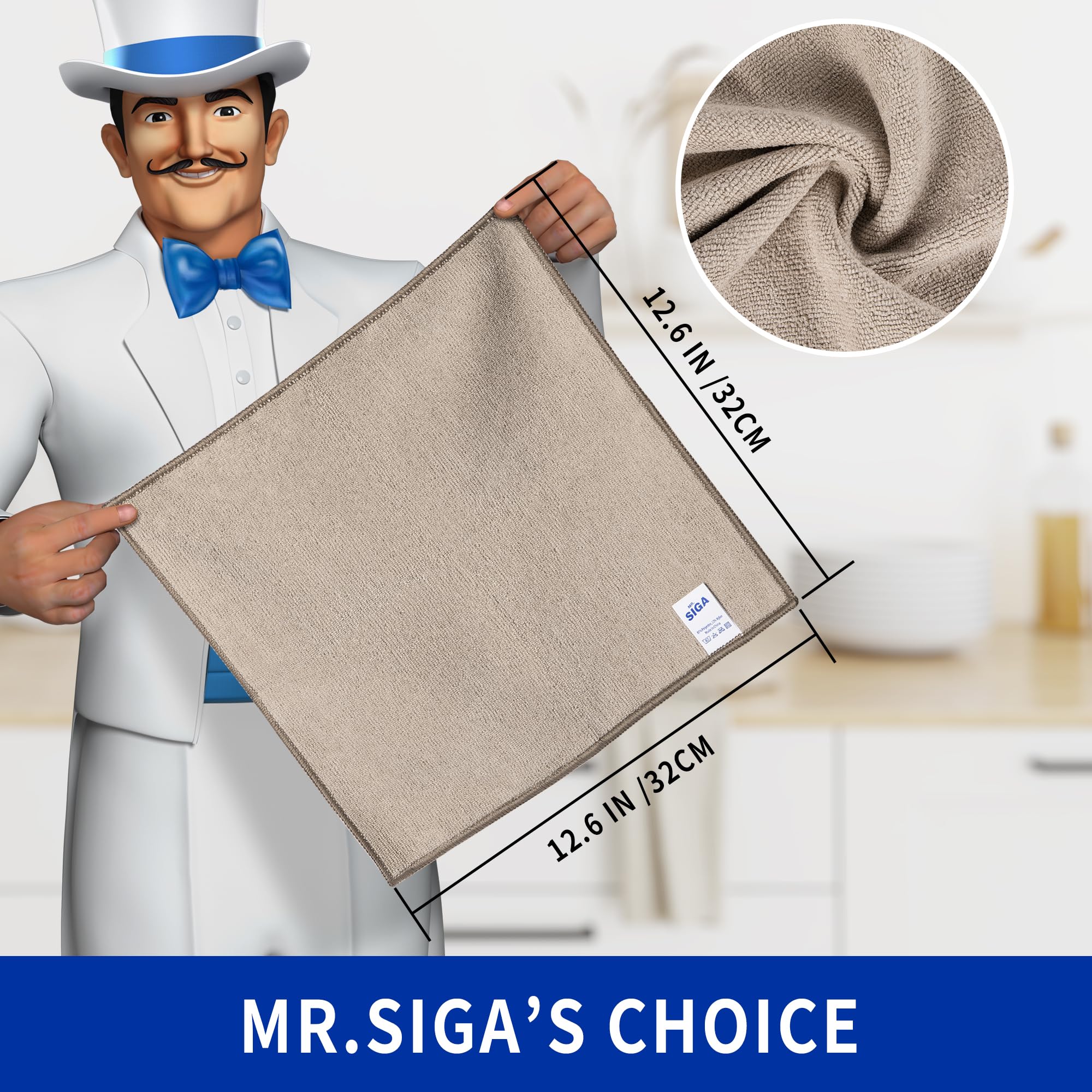 MR.SIGA Microfiber Cleaning Cloths, All-Purpose Surface Microfiber Towels, Streak Free Cleaning Rags, Pack of 12, Coffee, Size 32 x 32 cm(12.6 x 12.6 inch) 🍁 All In One Marketplace Canada