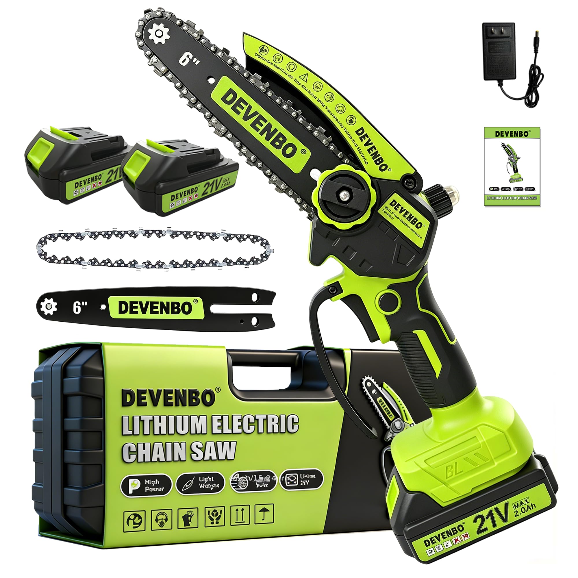 DEVENBO Cordless Mini Chainsaw, 6 Inch 880W Handheld Electric Saw with 2000mAh Battery, Portable Chainsaw for Gardening, Branch Cutting, Camping, Great Gift for Men & Dad 🍁 All In One Marketplace Canada