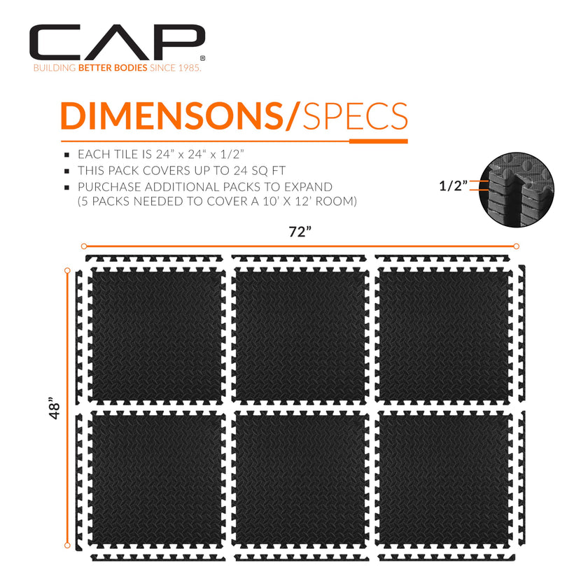 CAP Barbell 1/2-Inch Interlocking EVA Foam Exercise Puzzle Mats - 1 Pack | 24