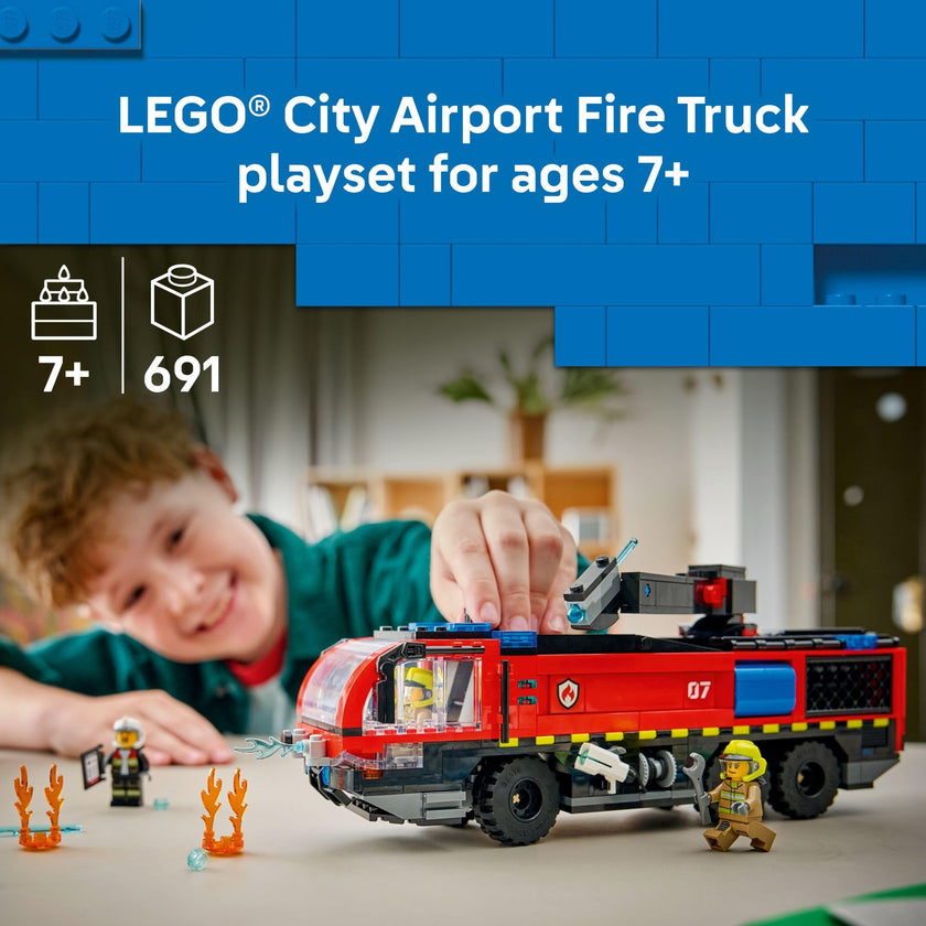 LEGO City Airport Fire Truck Kids Building Toy - Pretend Play Emergency Vehicle for Boys & Girls, Ages 7+ - Fire Engine Toy W/ 4 Firefighter Minifigures - Gift Idea for Birthdays - 60499 🍁 All In One Marketplace Canada