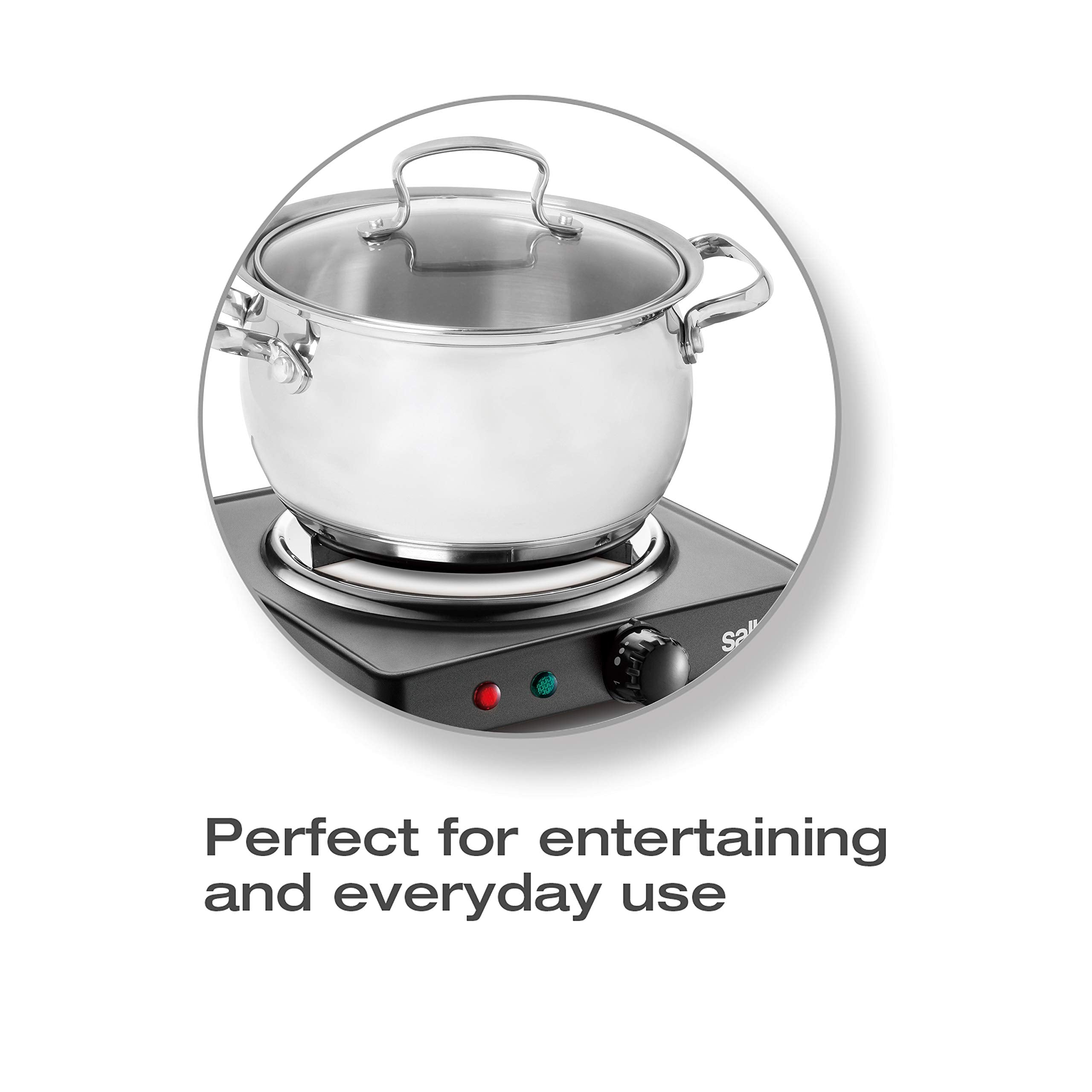 Salton Single Coil Portable Electric Cooktop | 1000 Watts | Lightweight & Compact | Variable Temperature Control | Perfect for Dorms, Offices, Camping | Black | 100% Canadian-owned & operated 🍁 All In One Marketplace Canada