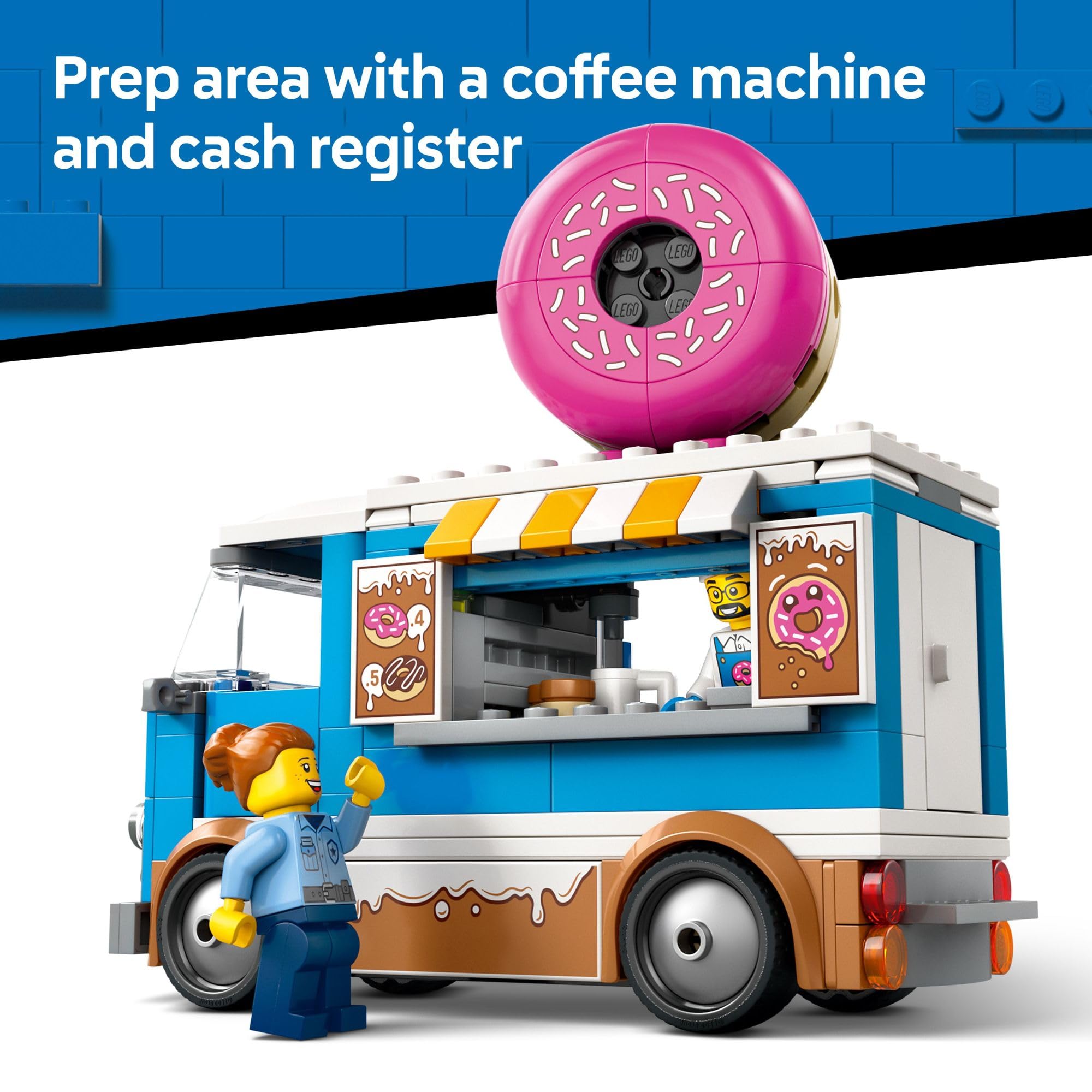 LEGO City Donut Truck Toy - Building Toy for Kids, Boys and Girls, Ages 5+ - Mobile Donut Stand with 2 Minifigures and Other Accessories - Fun Gift Idea for Birthdays and Holidays - 60452 🍁 All In One Marketplace Canada