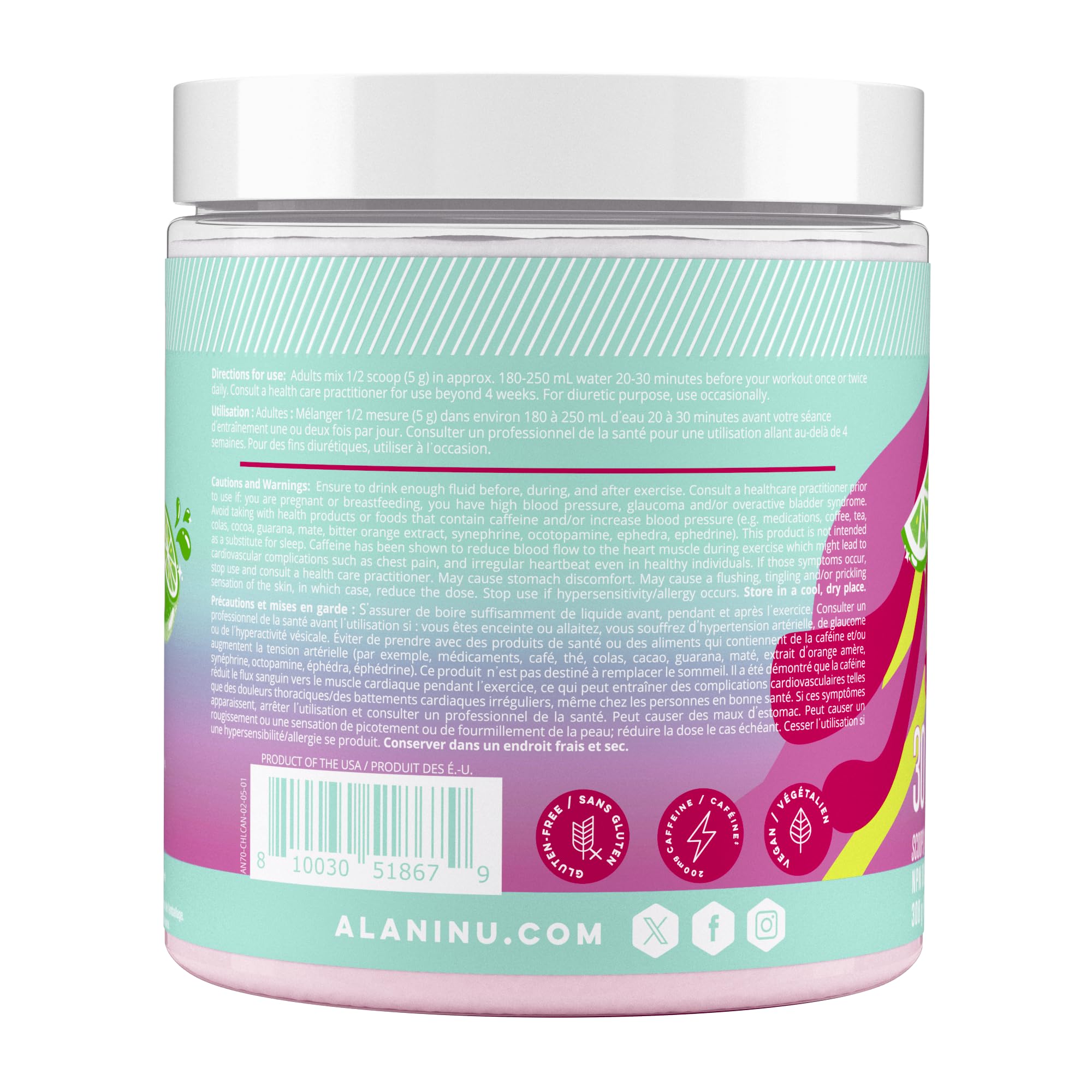 Alani Nu Pre Workout Powder | Amino Energy Boost | Endurance Supplement | Sugar Free | 100mg Caffeine | L-Theanine, Beta-Alanine, Citrulline | 30 Servings (Cherry Twist) 🍁 All In One Marketplace Canada
