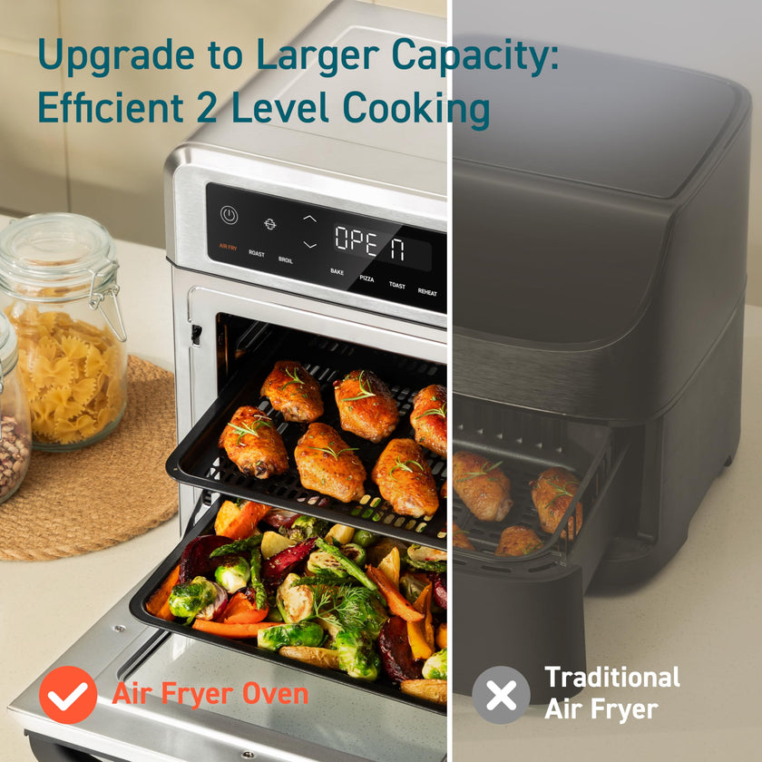 Cosori 11-in-1 Air Fryer Oven, 13Qt Small Footprint Airfryer combo with Rotisserie, Toast, Bake, Roast, Reheat Functions and more, Recipe Book & 6 Accessories Included, Perfect for Small Contertop 🍁 All In One Marketplace Canada