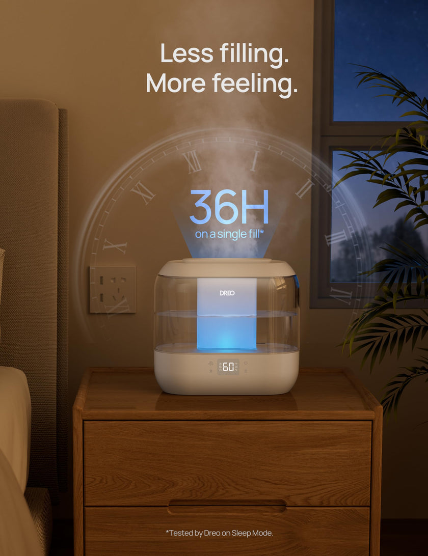 DREO 4L Smart Humidifiers for Bedroom, Top Fill Quiet Cool Mist Humidifier for Baby Large Room, Ultrasonic with Oil Diffuser, Nightlight, Auto, 32H Runtime for Home, Nursery, Plants, Works with Alexa 🍁 All In One Marketplace Canada