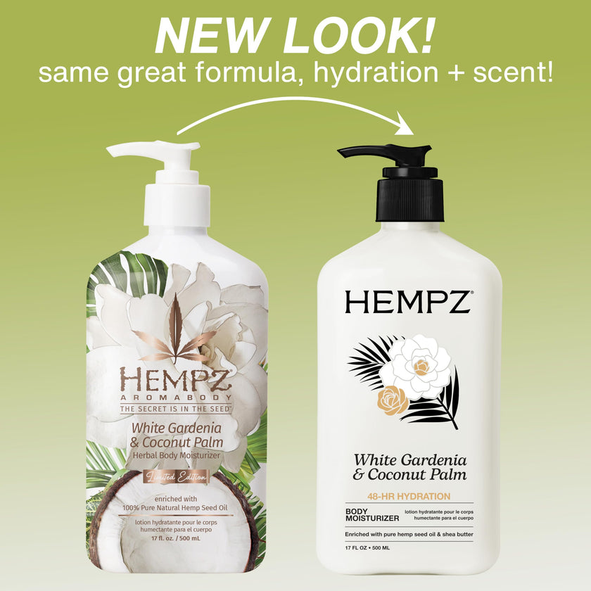 Hempz Body Lotion Moisturizer - White Gardenia & Coconut Palm - Daily Moisturizing Cream, Shea Butter, Coconut Oil - Skin Care Products, All Natural Hemp Seed Oil - 17 Fl Oz 🍁 All In One Marketplace Canada