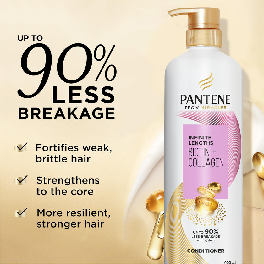 Pantene Pro-V Miracles Infinite Lengths Biotin + Collagen 1 Minute Miracle Conditioner, 888 mL 🍁 All In One Marketplace Canada