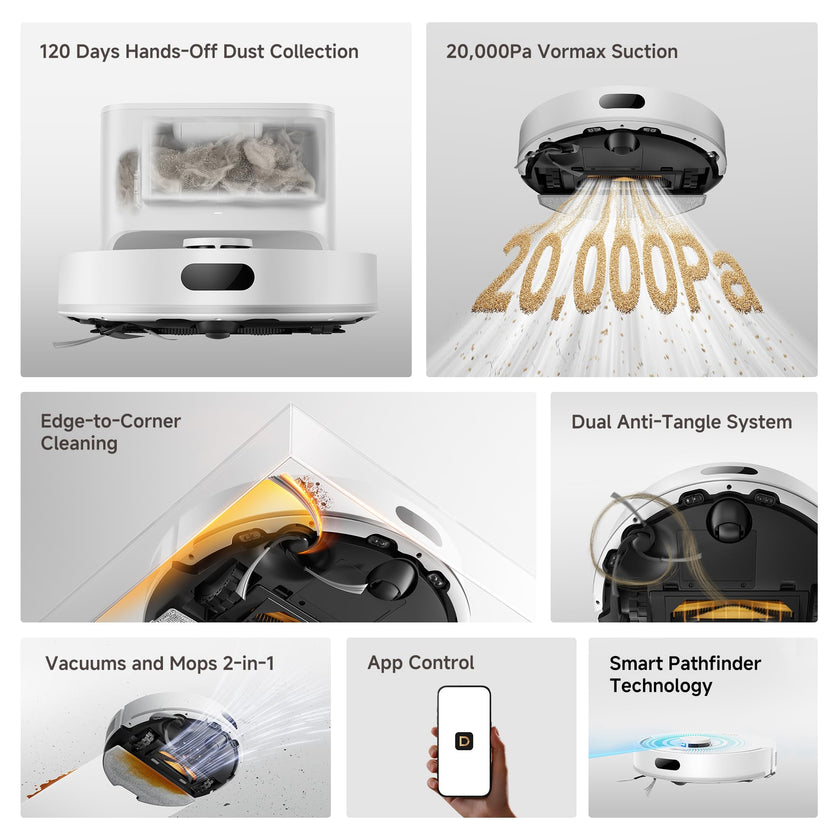 DREAME D20 Air Plus Robot Vacuums and mop, 20,000Pa Suction, Self-Emptying 🍁 All In One Marketplace Canada