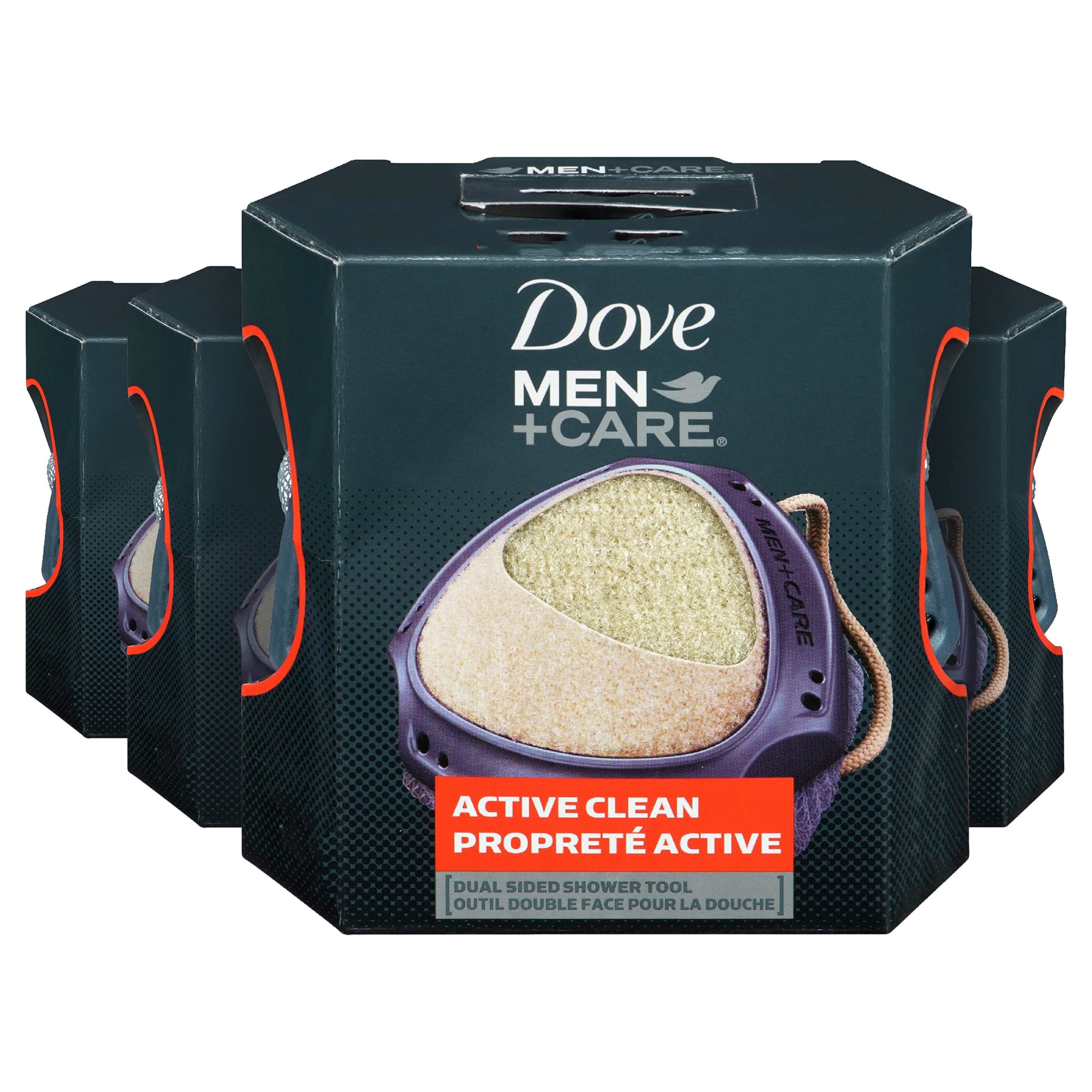 Dove Men+Care Active Clean Dual Sided Shower Tool, Deep Clean Exfoliator, Washes Away Odour-causing Bacteria (Pack of 4) 🍁 All In One Marketplace Canada