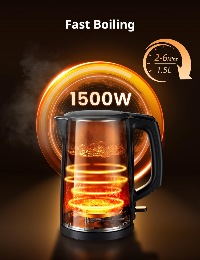 COMFEE' Electric Kettle and Tea Kettle, 1.5L Double Wall, Stainless Steel Interior, Lid & Spout, Fast Boil, Auto-Off, and Boil-Dry Protection, 1500W 🍁 All In One Marketplace Canada