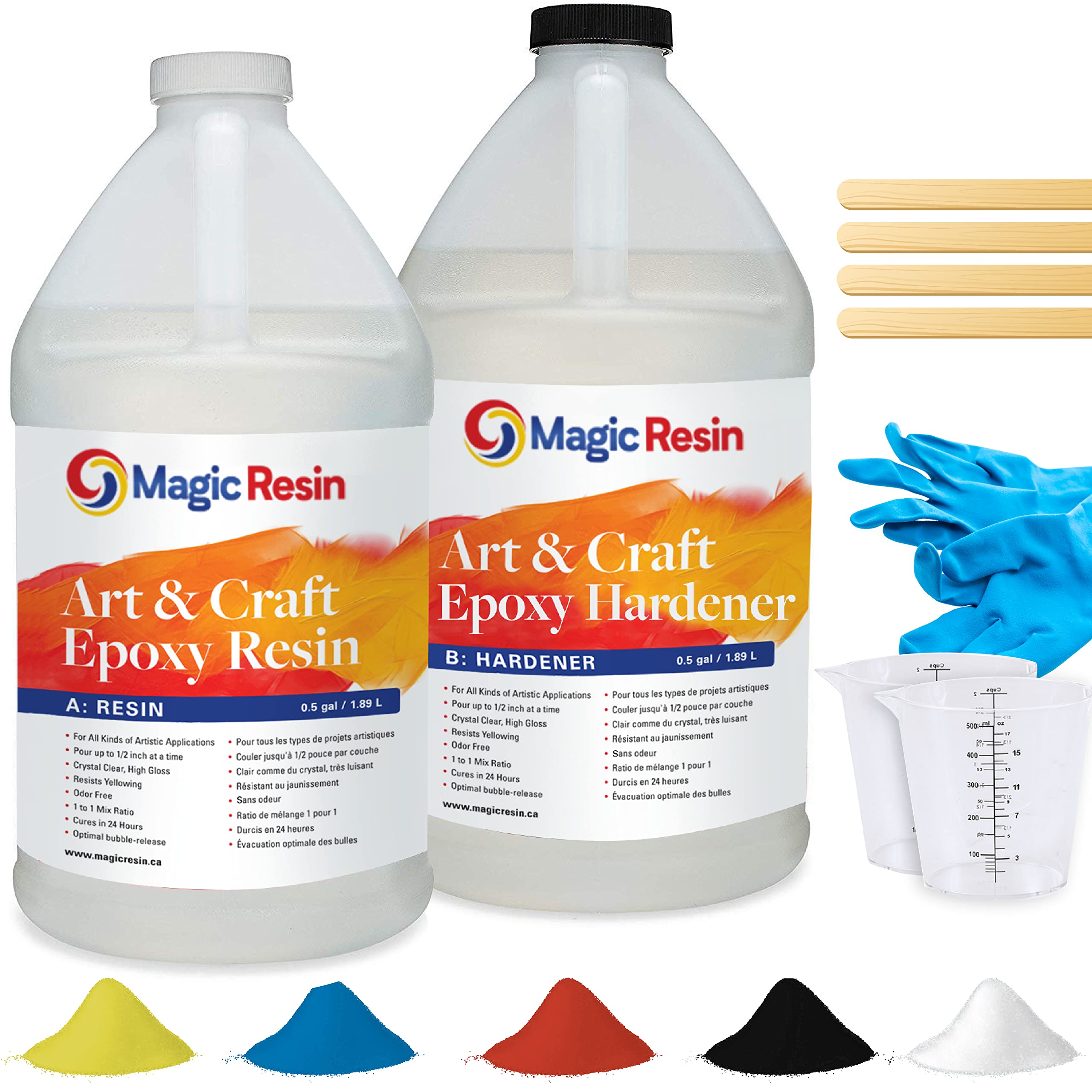 Magic Resin | Epoxy Resin Kit for Art & Craft | 1 Gallon (3.78 L) 128oz | UV Resistant & Odorless | Crystal Clear Epoxy Resin | Jewelry, Earrings, Coasters, Casting, Molding, Crafting and More 🍁 All In One Marketplace Canada