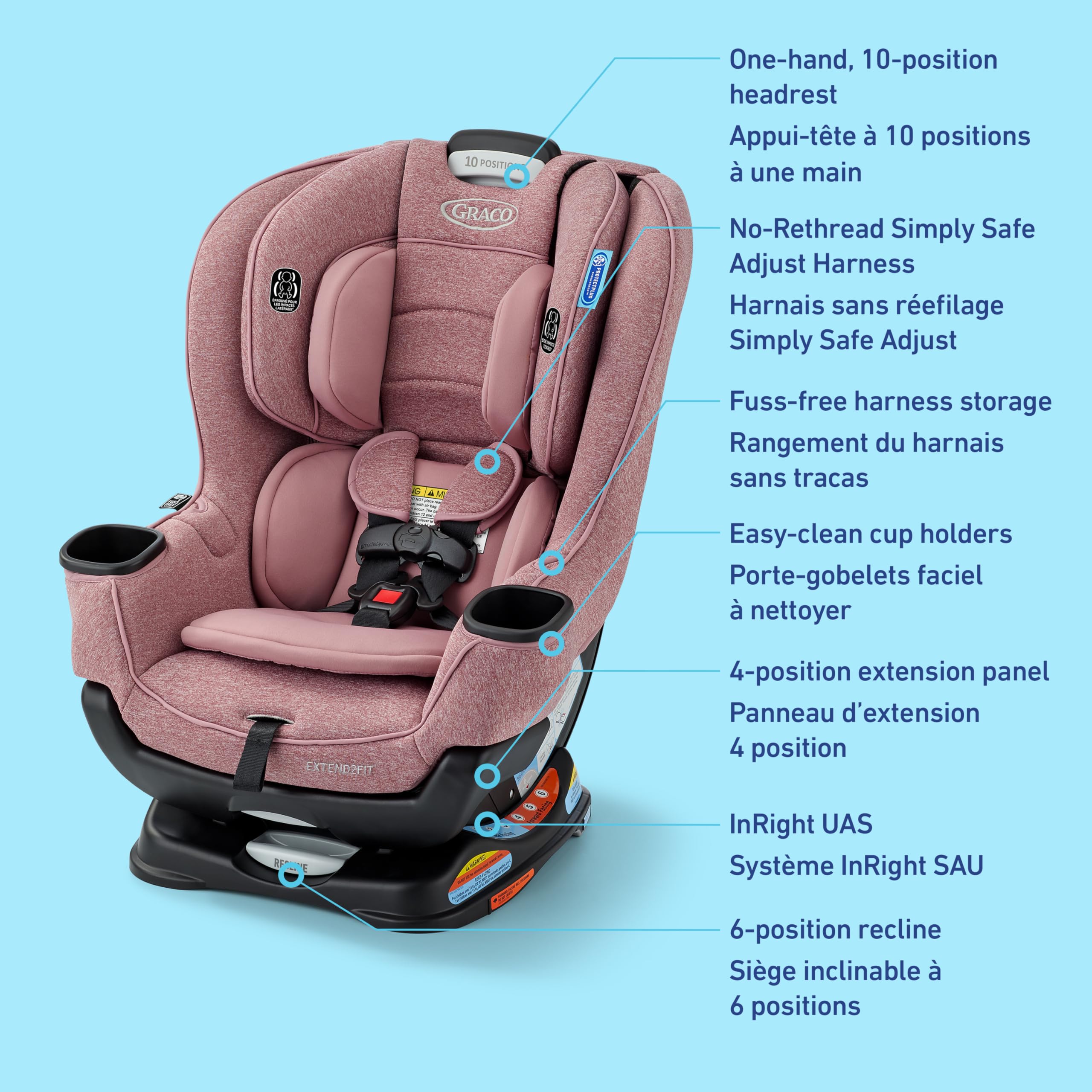 Graco Extend2Fit Convertible Car Seat, 2-in-1 Forward & Rear-Facing Baby Car Seat, 1.8-30 kg (4-65 lb), Talia 🍁 All In One Marketplace Canada