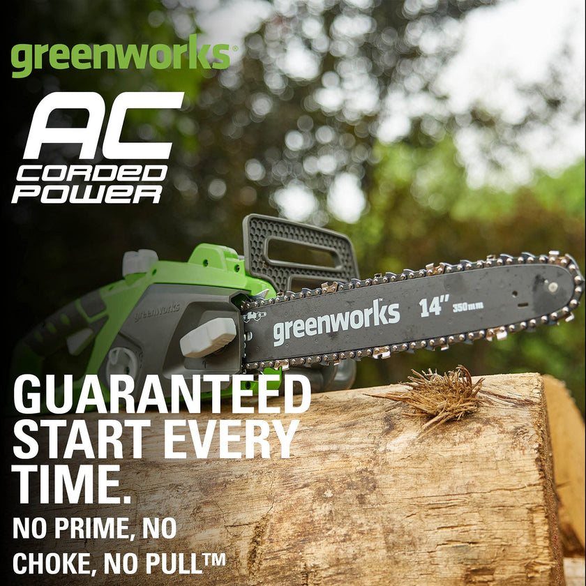 Greenworks 9 Amp 14-Inch Corded Chainsaw with Tool-less Chain Tensioning & Auto Oiling, Electric Handheld Chainsaw for Garden Yard Maintenance Tree Felling Triming, Firewood Cutting Logging Pruning 🍁 All In One Marketplace Canada