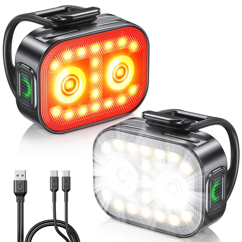 WOCBUY Bike Lights, Ultra-Slim & Lightweight Rechargeable Bicycle Lights Set, [5+6 Modes] Dual USB-C Bike Lights Front and Back, IP65 Waterproof Bicycle Lights for Night Riding Road Mountain Cycling 🍁 All In One Marketplace Canada