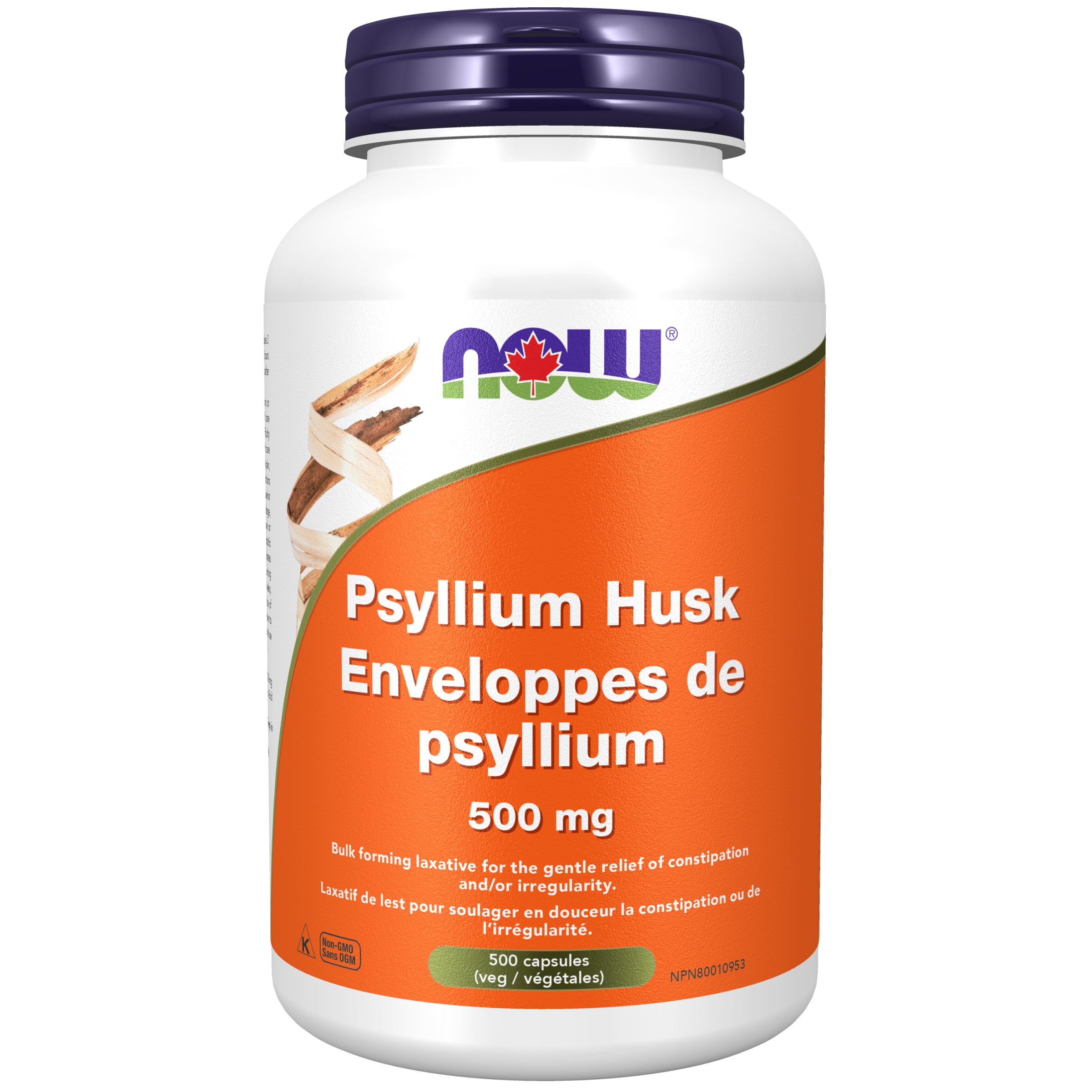 NOW Supplements, Psyllium Husk Caps 500 mg, Natural Soluble Fibre, Intestinal Health*, 500 Veg Capsules 🍁 All In One Marketplace Canada