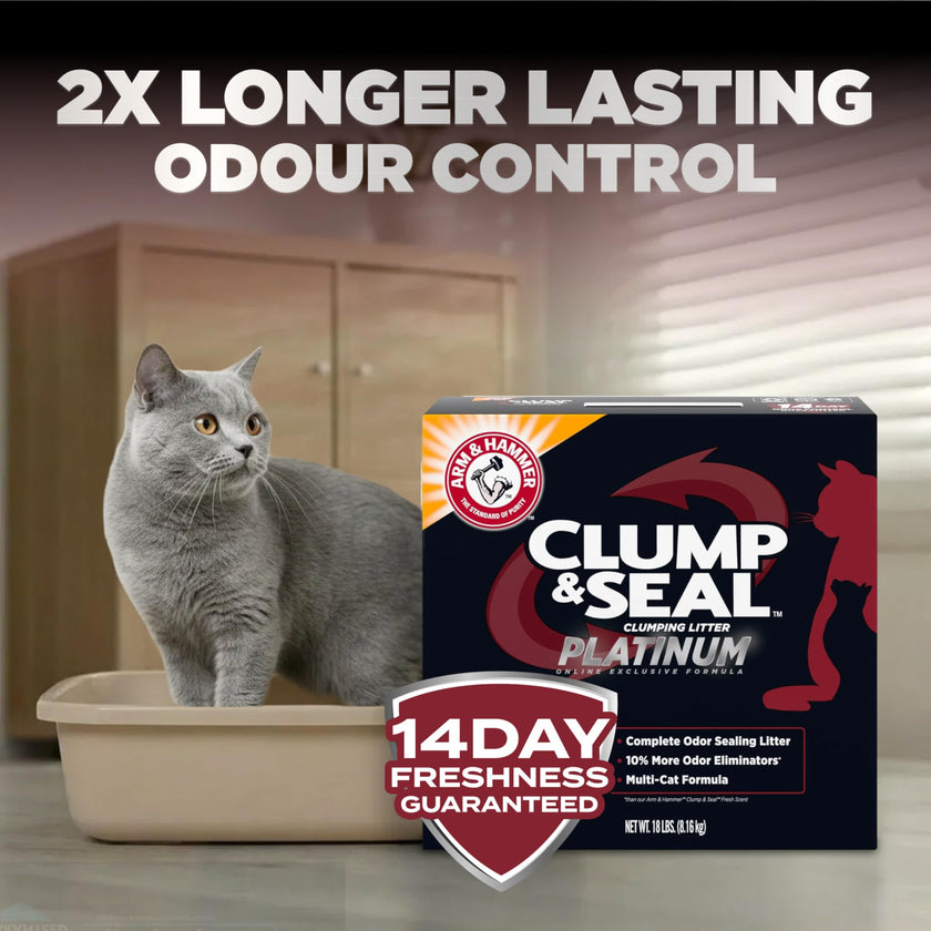 ARM & HAMMER Platinum Cat Litter Clump & Seal Complete Odour Sealing with 14 Days of Odour Control Multi-Cat, Hard Clumping Clay, 99.99% Dust Free 8.16kg (Pack of 1) 🍁 All In One Marketplace Canada