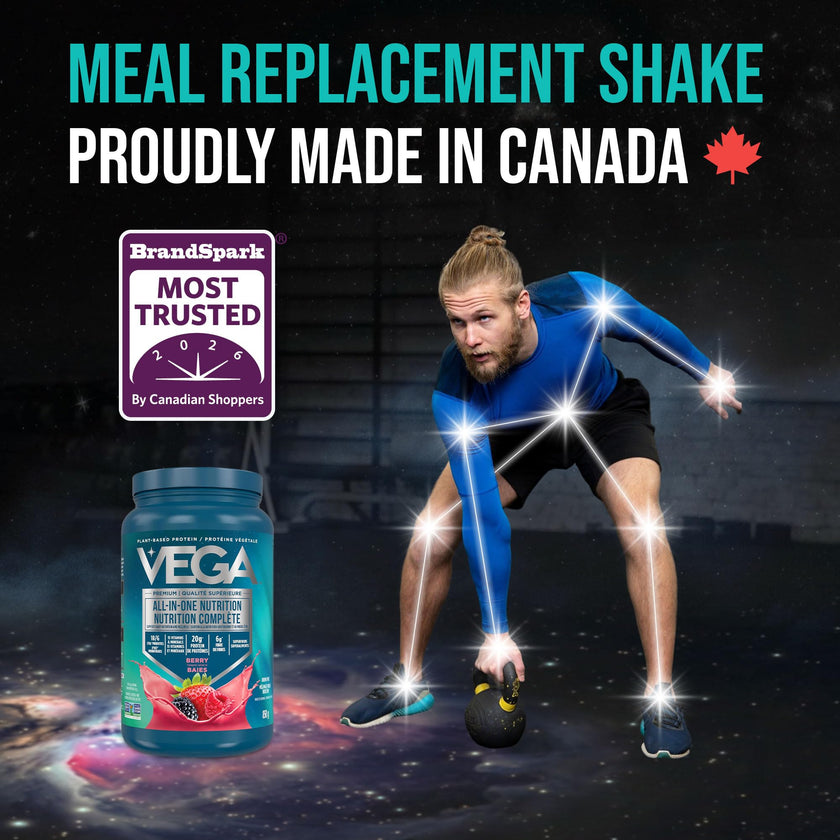 Vega Premium All-in-One Nutrition Protein Powder – 20g Plant-Based Vegan Protein, Vitamins & Probiotics, Berry, 850g (20 Servings) 🍁 All In One Marketplace Canada