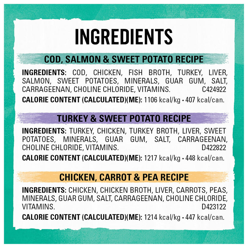 Beyond Grain Free Natural Wet Dog Food, Ground Entree Variety Pack 3 Flavours - 368 g Can (6 Pack) 🍁 All In One Marketplace Canada