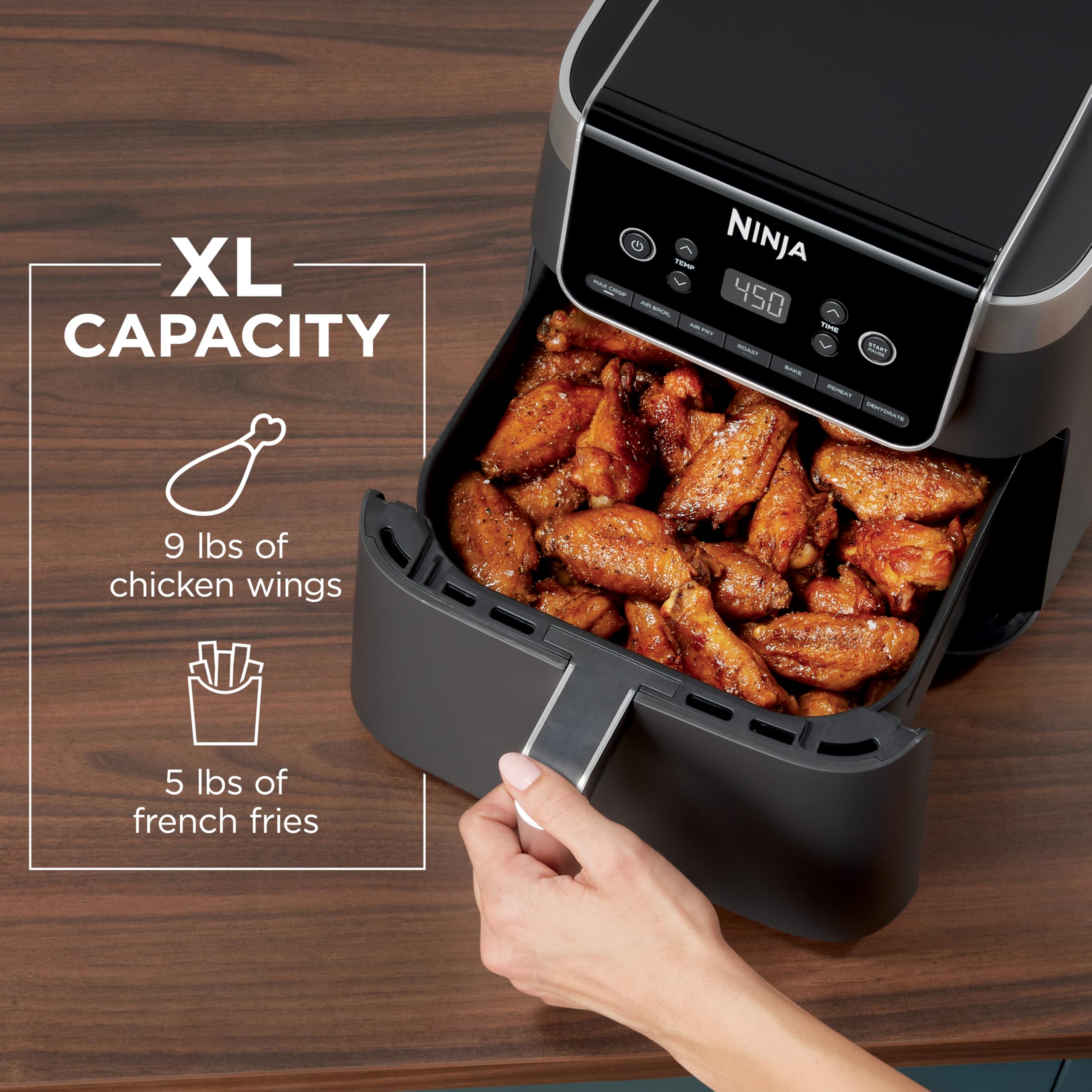 Ninja Air Fryer Pro XL 7-in-1, Max Crisp Tech, 450F for Hotter, Crispy Results, 6.5 QT Capacity, Max Crisp, Broil, Air Fry, Roast, Bake, Reheat, Dehydrate, Space Saving, AF182AMZC (Canadian Version) 🍁 All In One Marketplace Canada