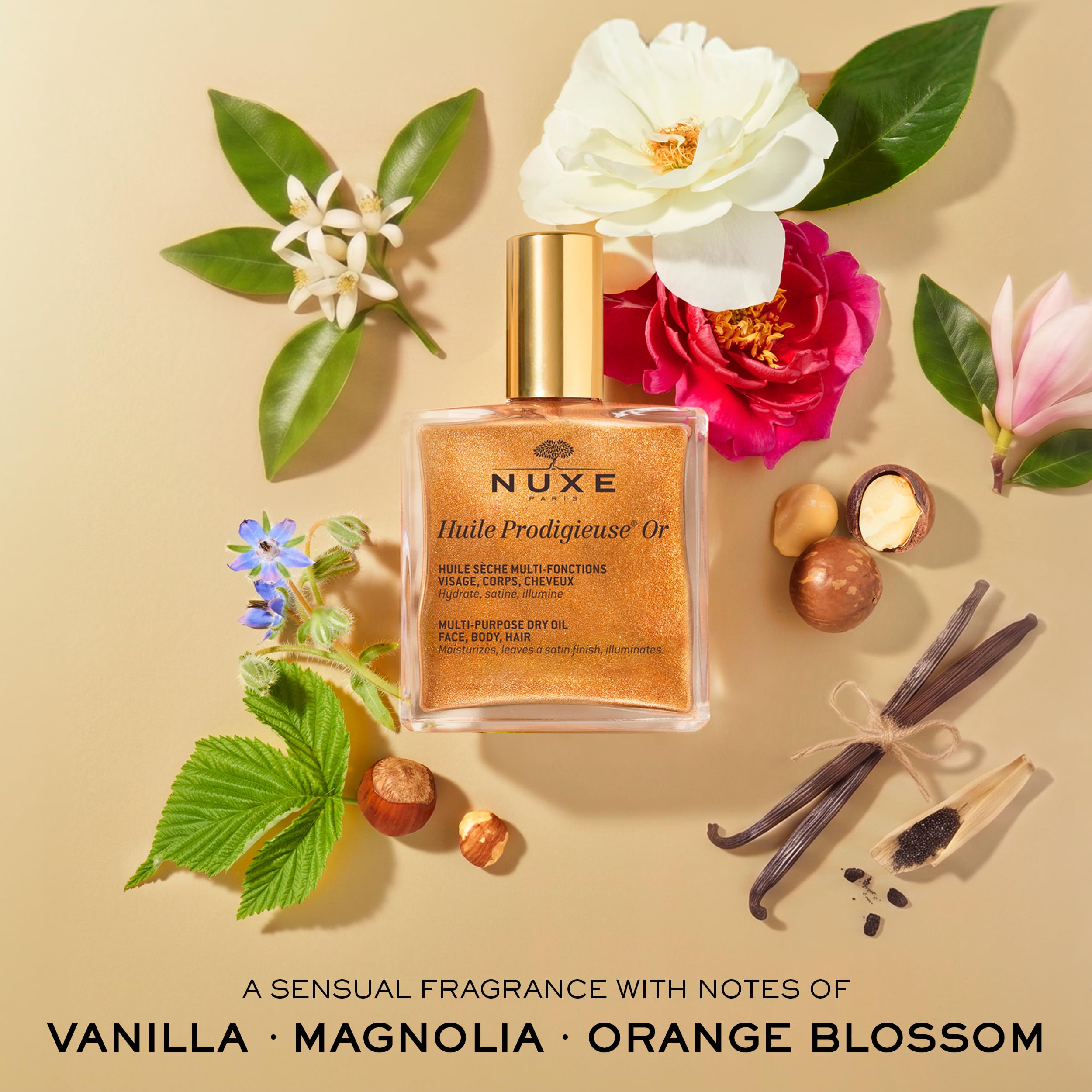 NUXE Huile Prodigieuse Shimmer Multi-Purpose Dry Oil - Luxurious Radiant Glow and Hydration for Face, Body & Hair (50 ml) 🍁 All In One Marketplace Canada