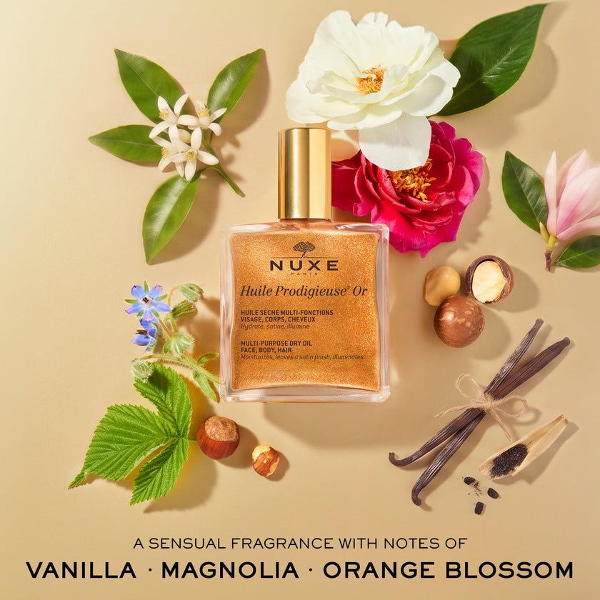 NUXE Huile Prodigieuse Shimmer Multi-Purpose Dry Oil - Luxurious Radiant Glow and Hydration for Face, Body & Hair (50 ml) 🍁 All In One Marketplace Canada