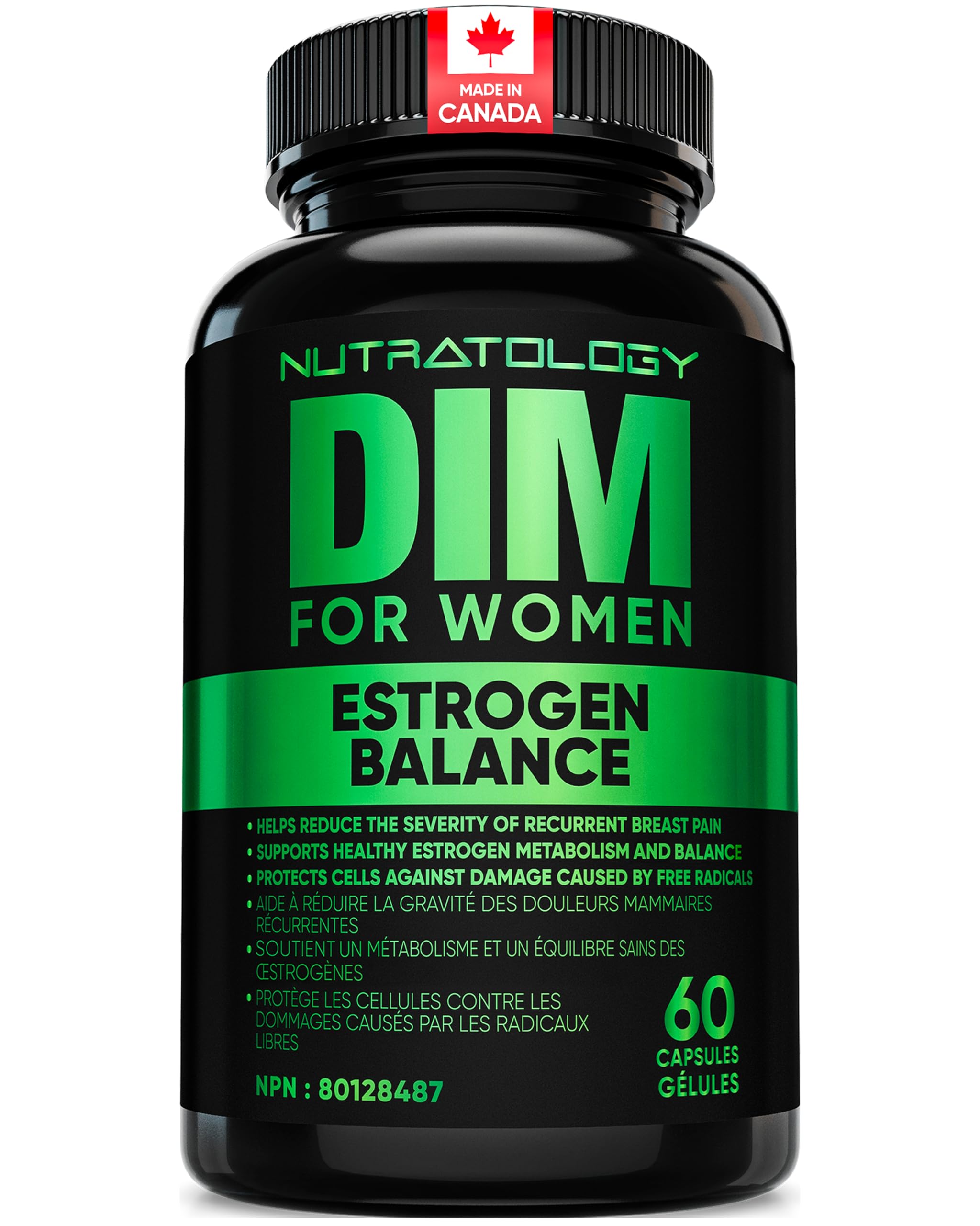 Nutratology® DIM Supplement For Women | Canadian-Made | Promotes Estrogen Balance & Metabolism - 200MG Per Capsule - Estrogen Supplements For Women | W/Black Pepper For Enhanced Absorption - 60 Caps 🍁 All In One Marketplace Canada