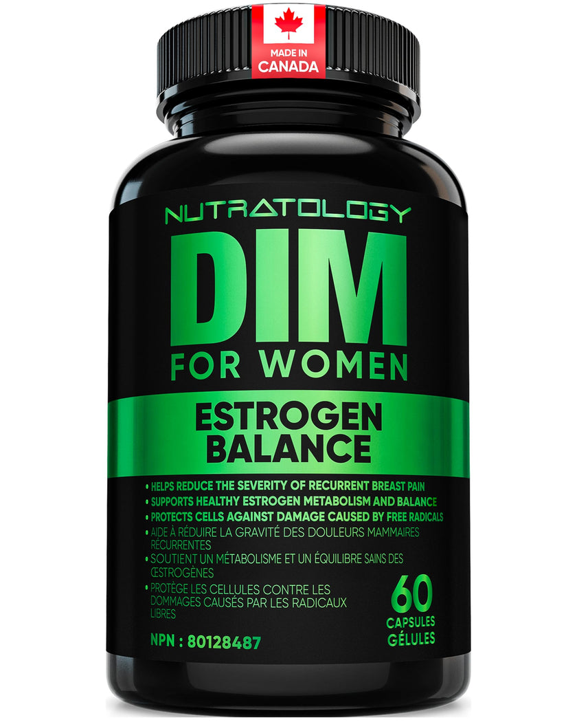 Nutratology® DIM Supplement For Women | Canadian-Made | Promotes Estrogen Balance & Metabolism - 200MG Per Capsule - Estrogen Supplements For Women | W/Black Pepper For Enhanced Absorption - 60 Caps 🍁 All In One Marketplace Canada