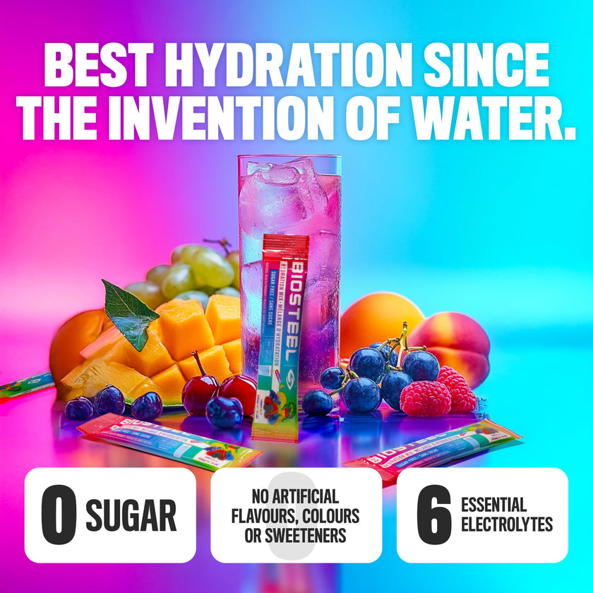 BioSteel Electrolyte Hydration Mix, Rainbow Twist, 12 Sticks, Zero Sugar 🍁 All In One Marketplace Canada