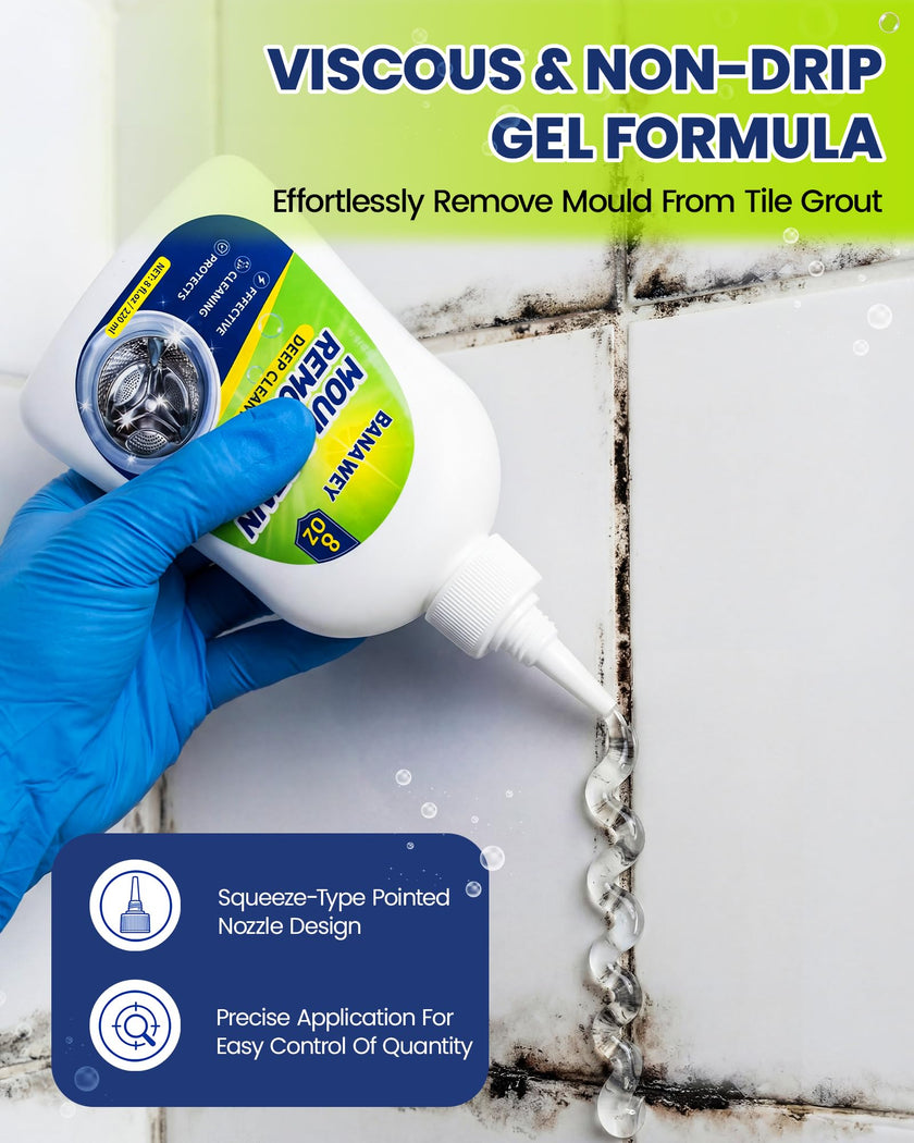 Mould Remover Gel - Household Washing Machine Cleaner, Tile Grout Cleaner with Brush, Mildew Stain Remover for Washer Rubber, Shower, Bathroom, Bathtub Caulk, Kitchen Sink, Fridge Seal, Wall - 8 Fl Oz 🍁 All In One Marketplace Canada