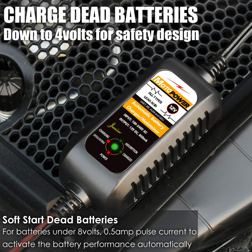 MOTOPOWER MP00205A 12V 800mA Fully Automatic Battery Charger/Maintainer 🍁 All In One Marketplace Canada