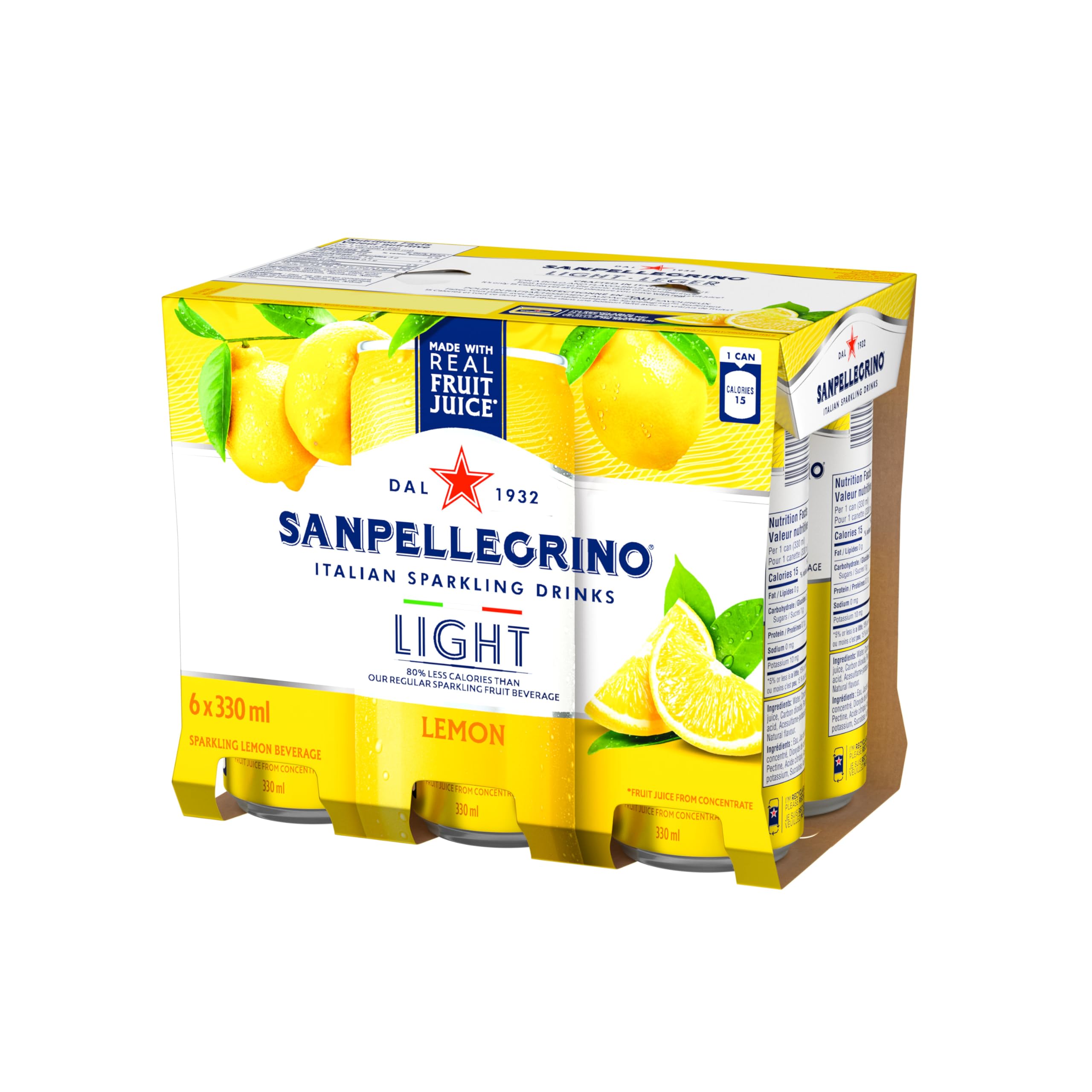 San Pellegrino Light Lemon, Sparkling Fruit Beverage, 24 x 330ml 🍁 All In One Marketplace Canada
