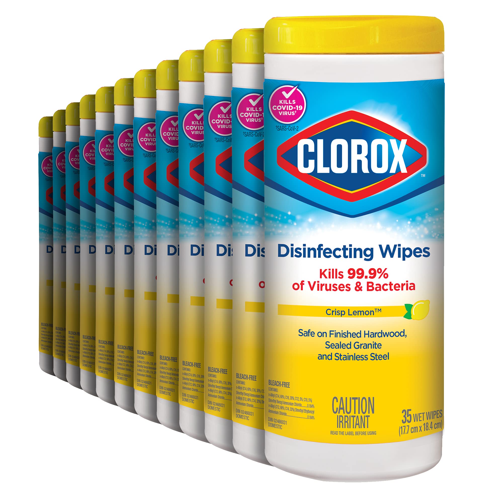 Clorox Disinfecting Wipes, Crisp Lemon, Kills 99.99% of Viruses & Bacteria, Multi-Pack of 12 - (12 x 35) 420 Wipes 🍁 All In One Marketplace Canada