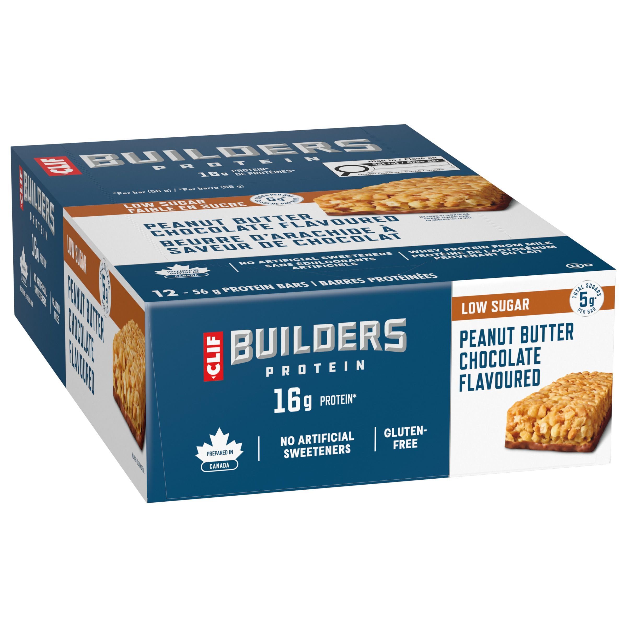 Clif Builders Low Sugar Protein Bar Peanut Butter Chocolate Flavour 12 Bars 🍁 All In One Marketplace Canada