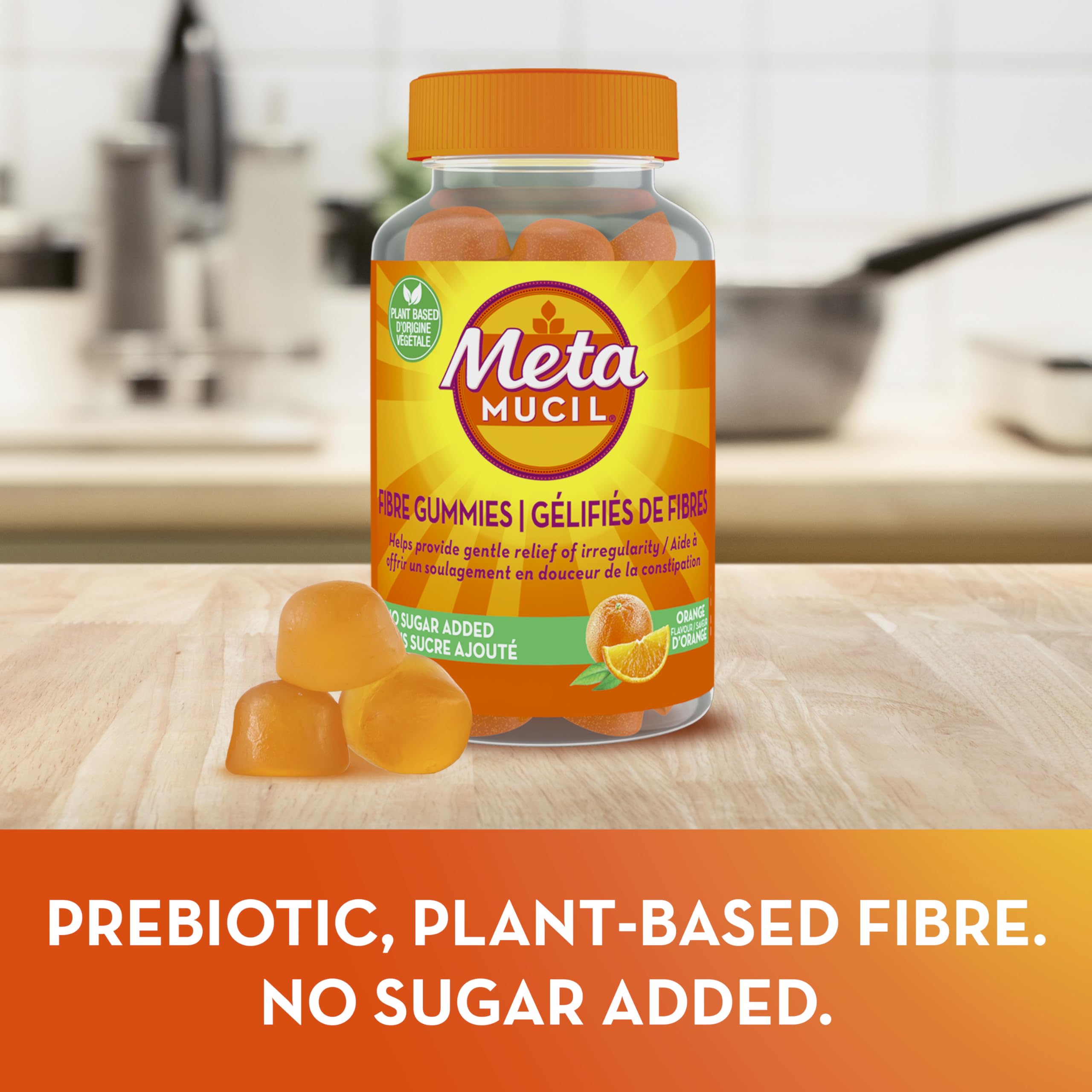 Metamucil Fibre Gummies, No Sugar Added, Orange Flavour, Prebiotic, Plant-Based, 105 Count 🍁 All In One Marketplace Canada