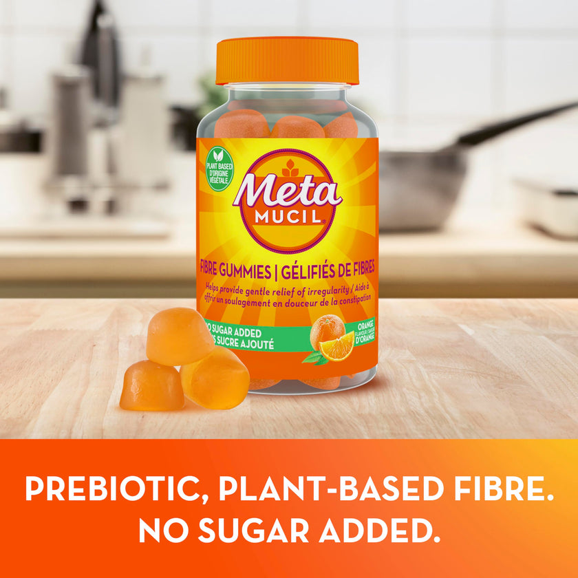 Metamucil Fibre Gummies, No Sugar Added, Orange Flavour, Prebiotic, Plant-Based, 105 Count 🍁 All In One Marketplace Canada