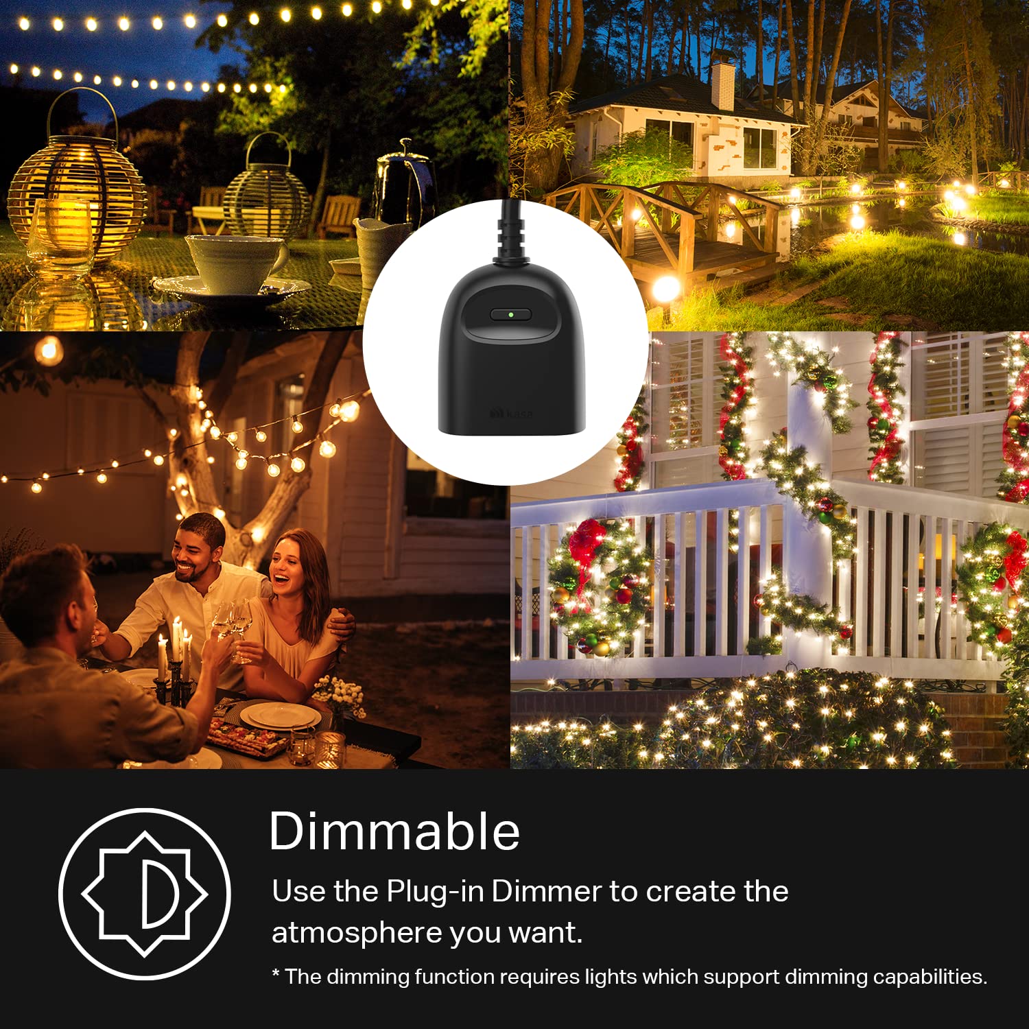 Kasa Smart Outdoor Dimmer Plug by TP-Link (KP405) - IP64 Waterproof Plug for Outdoor String Lights, Works with Alexa, Long Wi-Fi Range, 2.4GHz WiFi Required, No Hub Required, ETL Certified Black 🍁 All In One Marketplace Canada