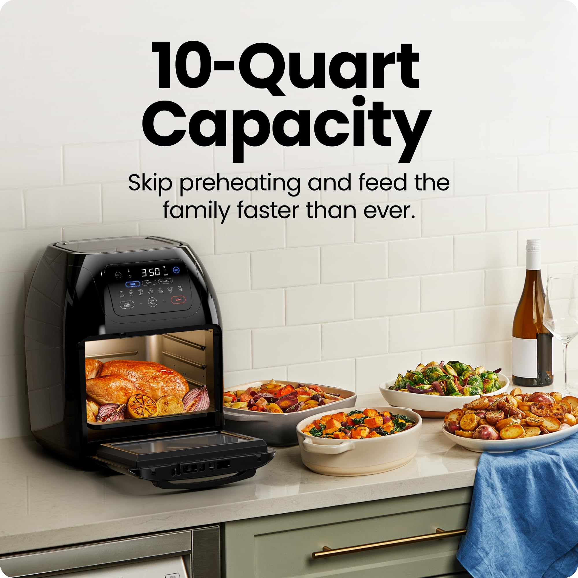 CHEFMAN Multifunctional Digital AirFryer+ Rotisserie,Dehydrator, Convection Oven17 Touch Screen Presets Fry,Roast,Dehydrate, Bake, XL 10L Family Size,Auto Shutoff,Large Easy-View Window Black,10 Quart 🍁 All In One Marketplace Canada