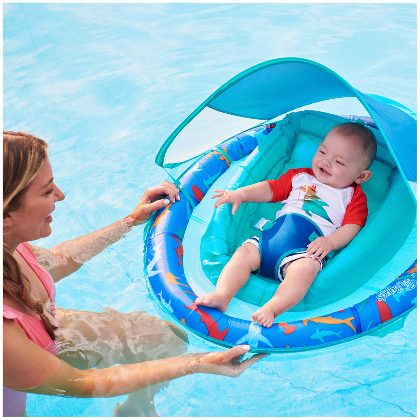 Swimways Infant Spring Float, Baby Pool Float with Canopy & UPF Protection, Swimming Pool Accessories for Kids 3-9 Months, Shark 🍁 All In One Marketplace Canada