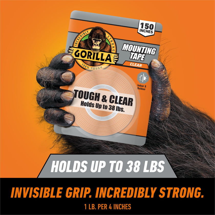 Gorilla Tough & Clear Double Sided XL Mounting Tape, Incredibly Strong Adhesive, Instant Hold, Weatherproof, 1 in x 150 in, (Pack of 1) 🍁 All In One Marketplace Canada