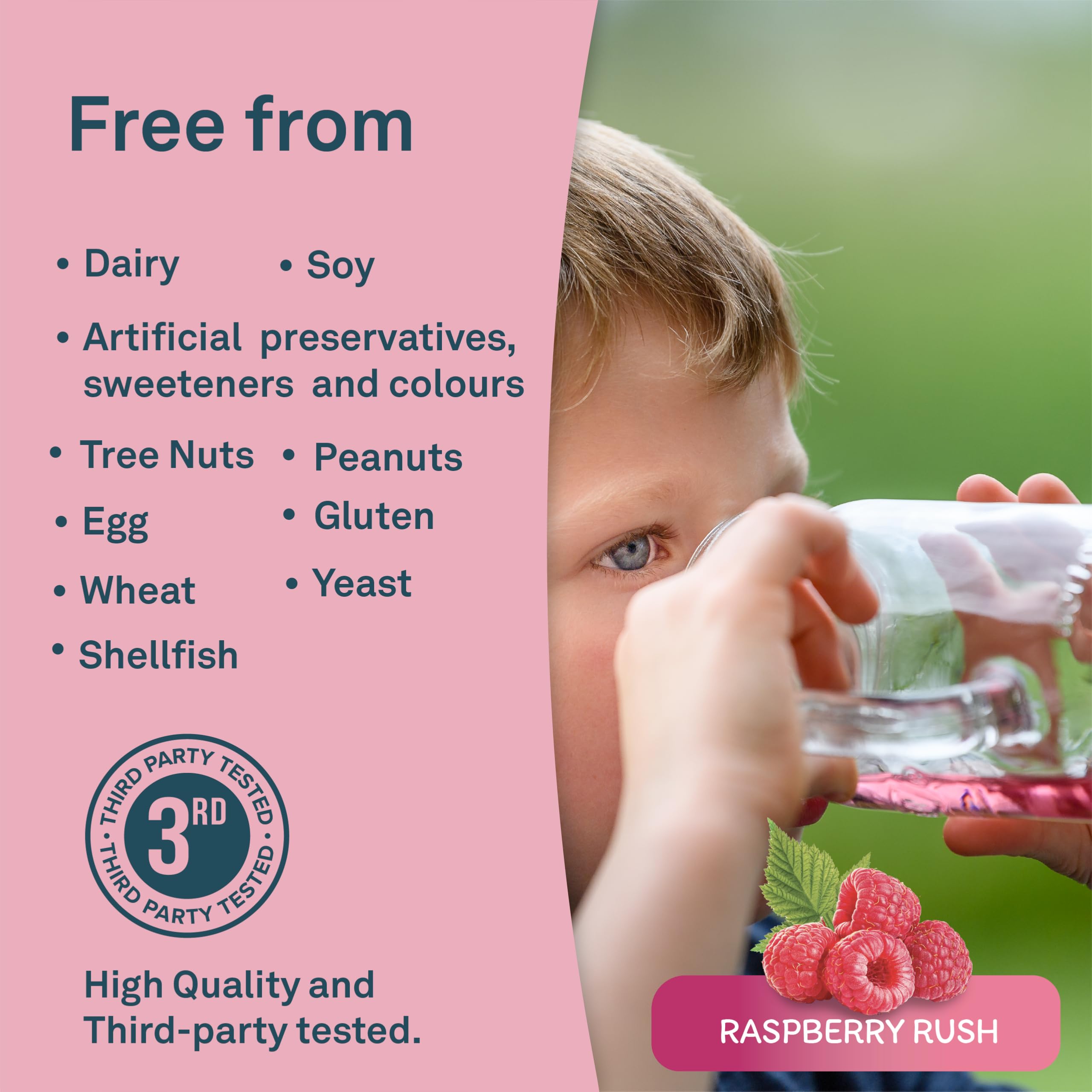 Organika Kids Electrolytes Powder Sticks - Sugar-Free Hydration + Immune support with 100% of daily Vitamin C, Minerals and Prebiotic Fibre | Raspberry Rush Flavour - 3.5g x 20 sachets 🍁 All In One Marketplace Canada