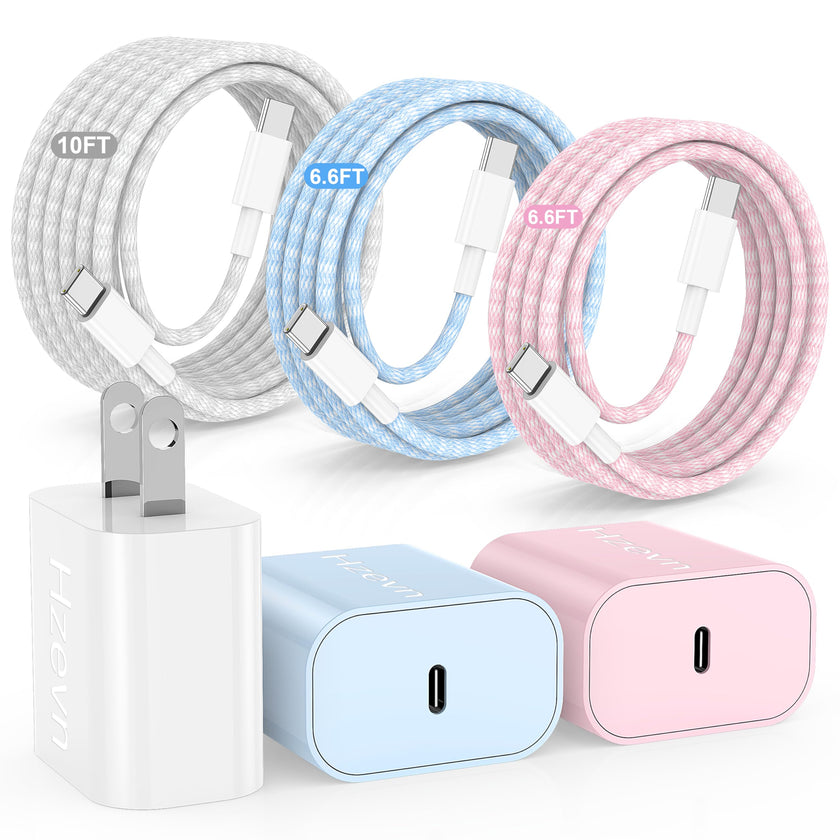 Hzevn for iPhone 16 Chargers Fast Charging,3 Pack 20W USB C Charger Block with 6.6/6.6/10ft Long USB C to USB C Cable for iPhone 17/16/15 Pro Max/15 Pro/15 Plus 🍁 All In One Marketplace Canada
