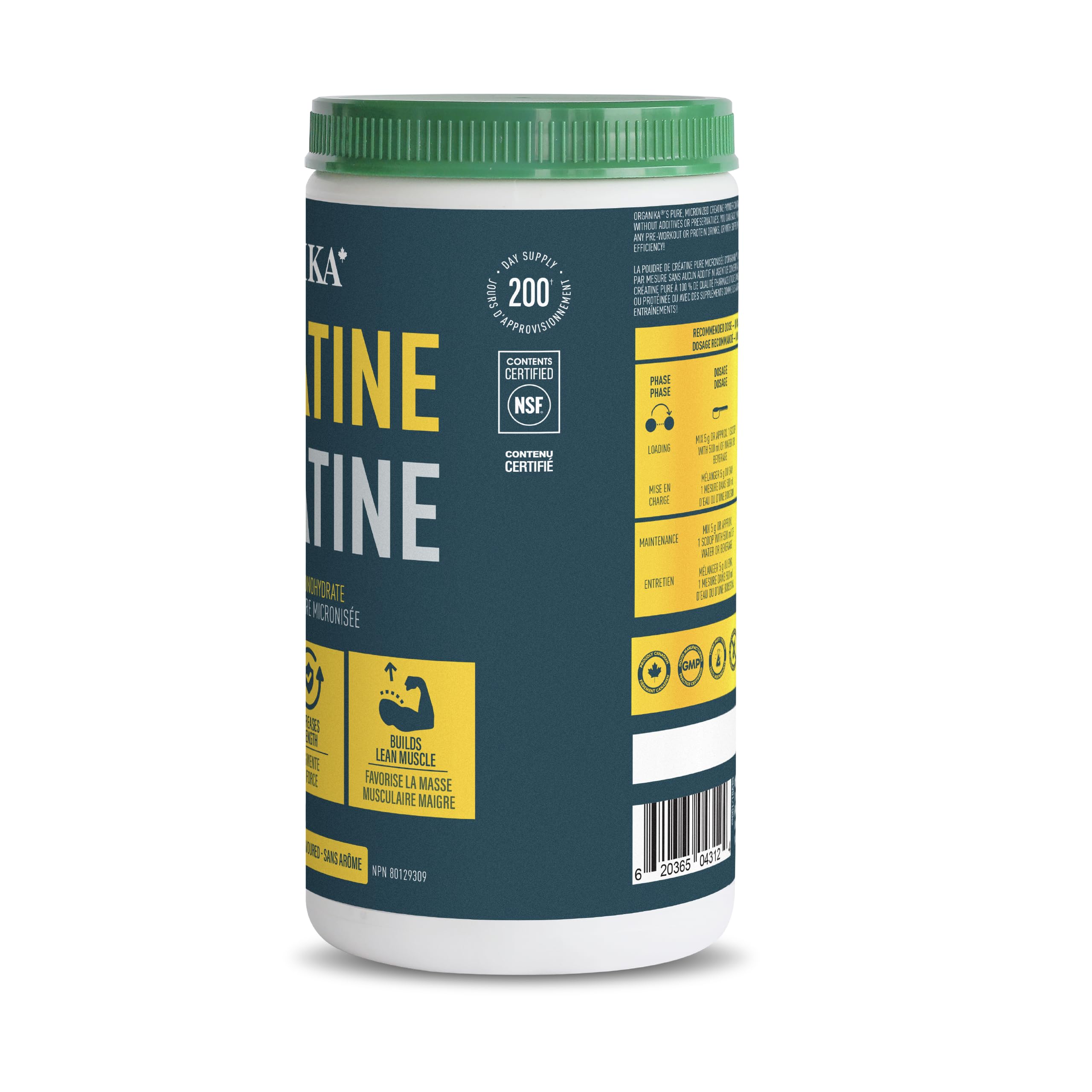 Organika Canadian-Made Creatine Powder - Pure Micronized Creatine Monohydrate - NSF Certified - Supports Strength, Muscle, Recovery and Performance for Men and Women - Unflavoured - 1KG, 200 servings 🍁 All In One Marketplace Canada